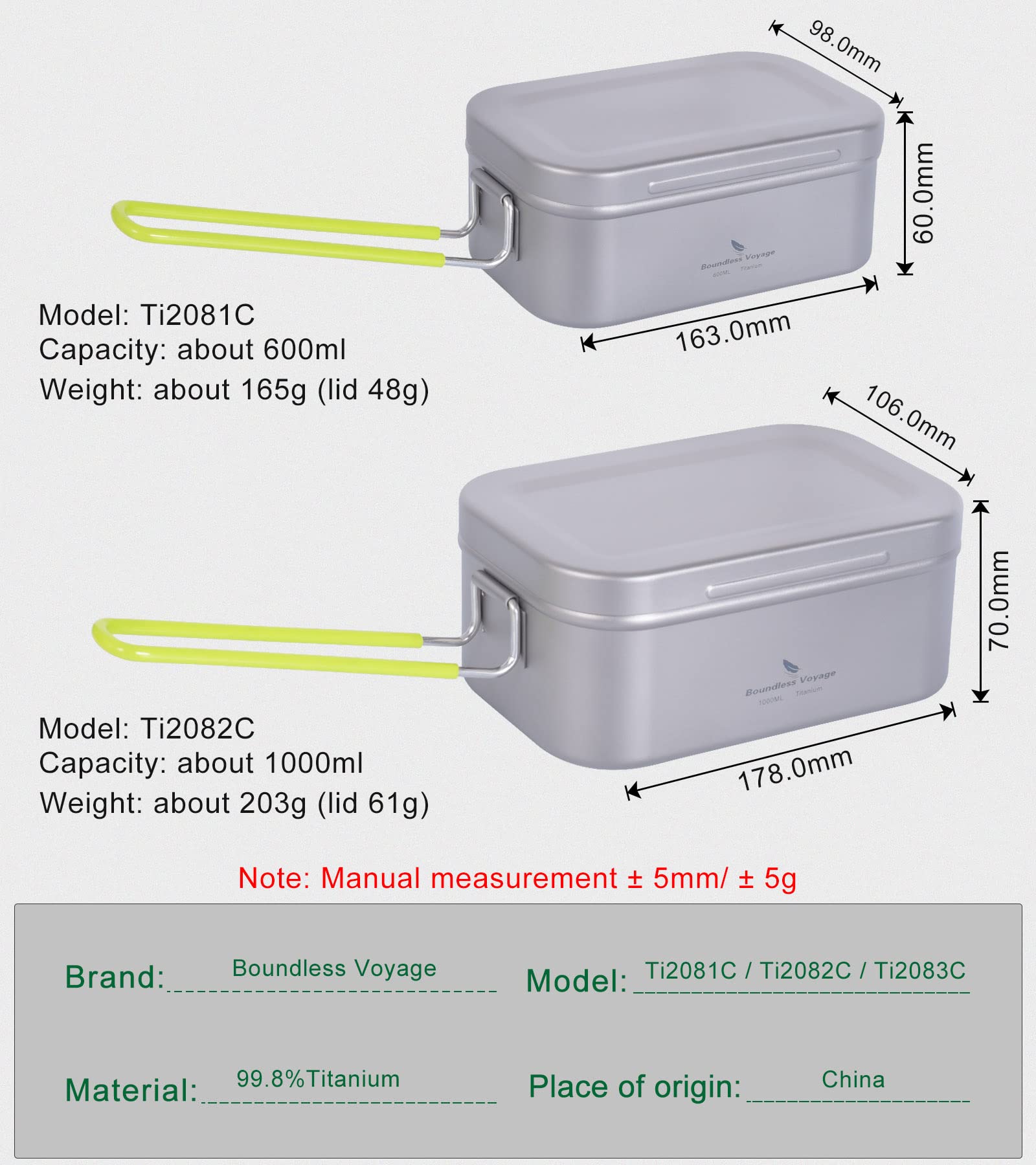 Boundless Voyage Collapsible Camping Mess Kit - Portable Lunch Box with Folding Handle & Leak-Proof Lids - Ultralight Outdoor Tableware for Hiking, Picnics, and Backpacking Trips