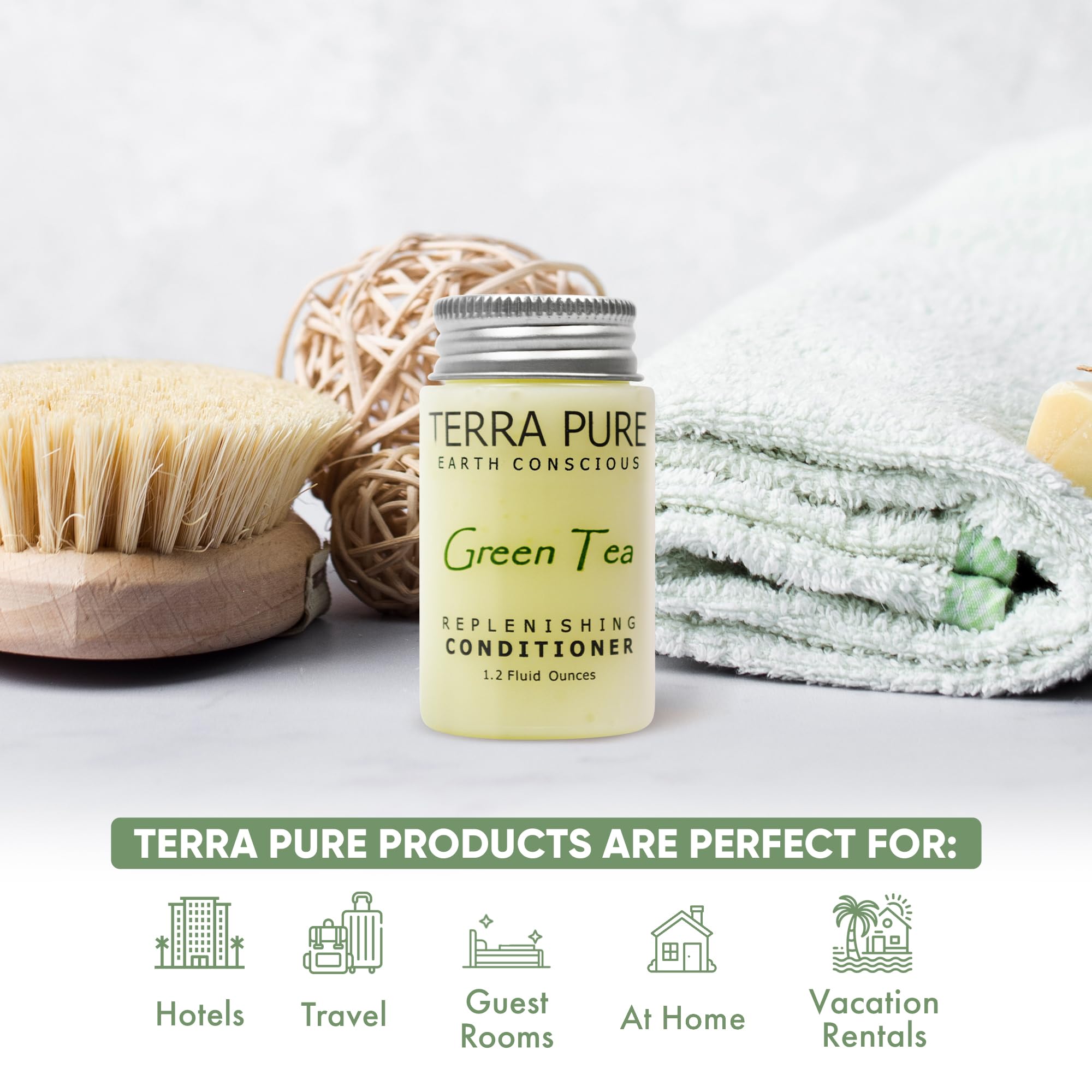 Terra Pure Green Tea Conditioner with Organic Honey & Aloe Vera - 1.2 Oz Jar (Pack of 300) | Natural Hair Care for Dry, Damaged Hair | Salon & Retail Use