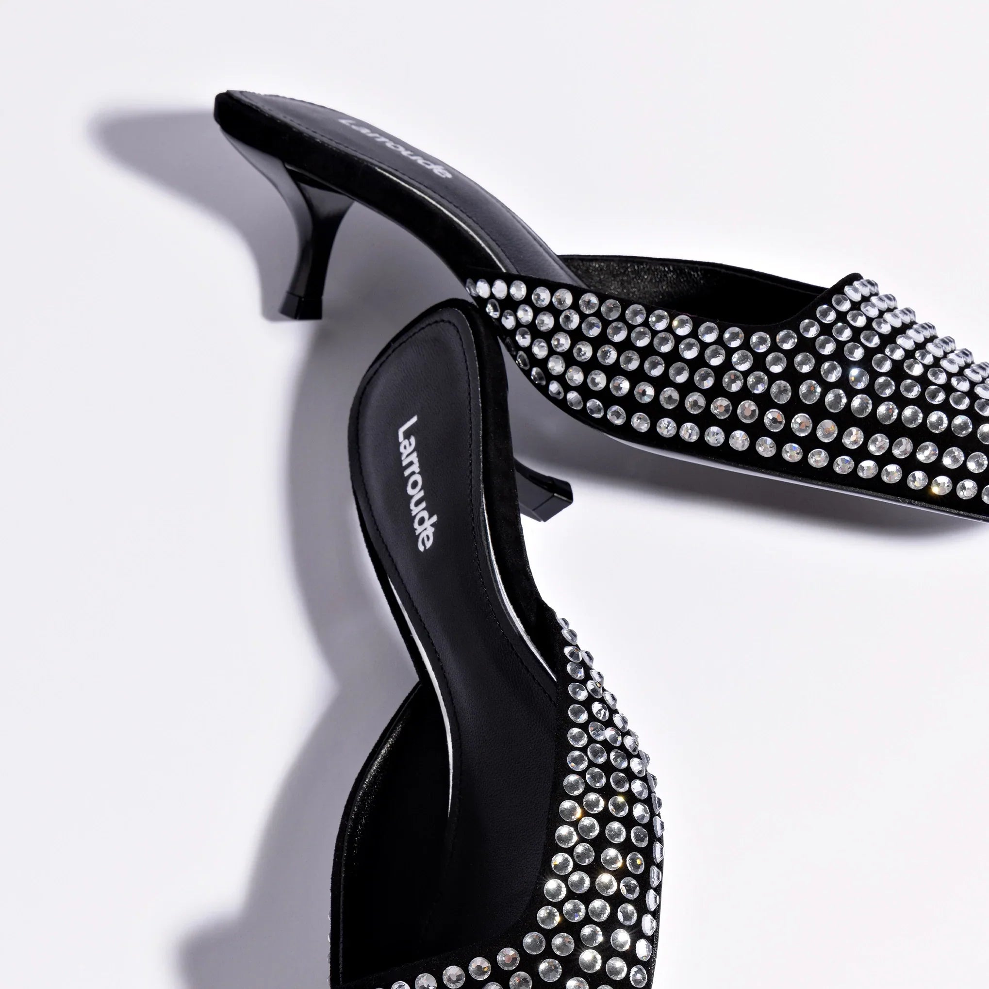 Amal Crystal Mule Shoes for Women - Black Suede Slip-On Loafers with Rhinestone Decor | Comfortable & Stylish for Office, Party & Casual Wear