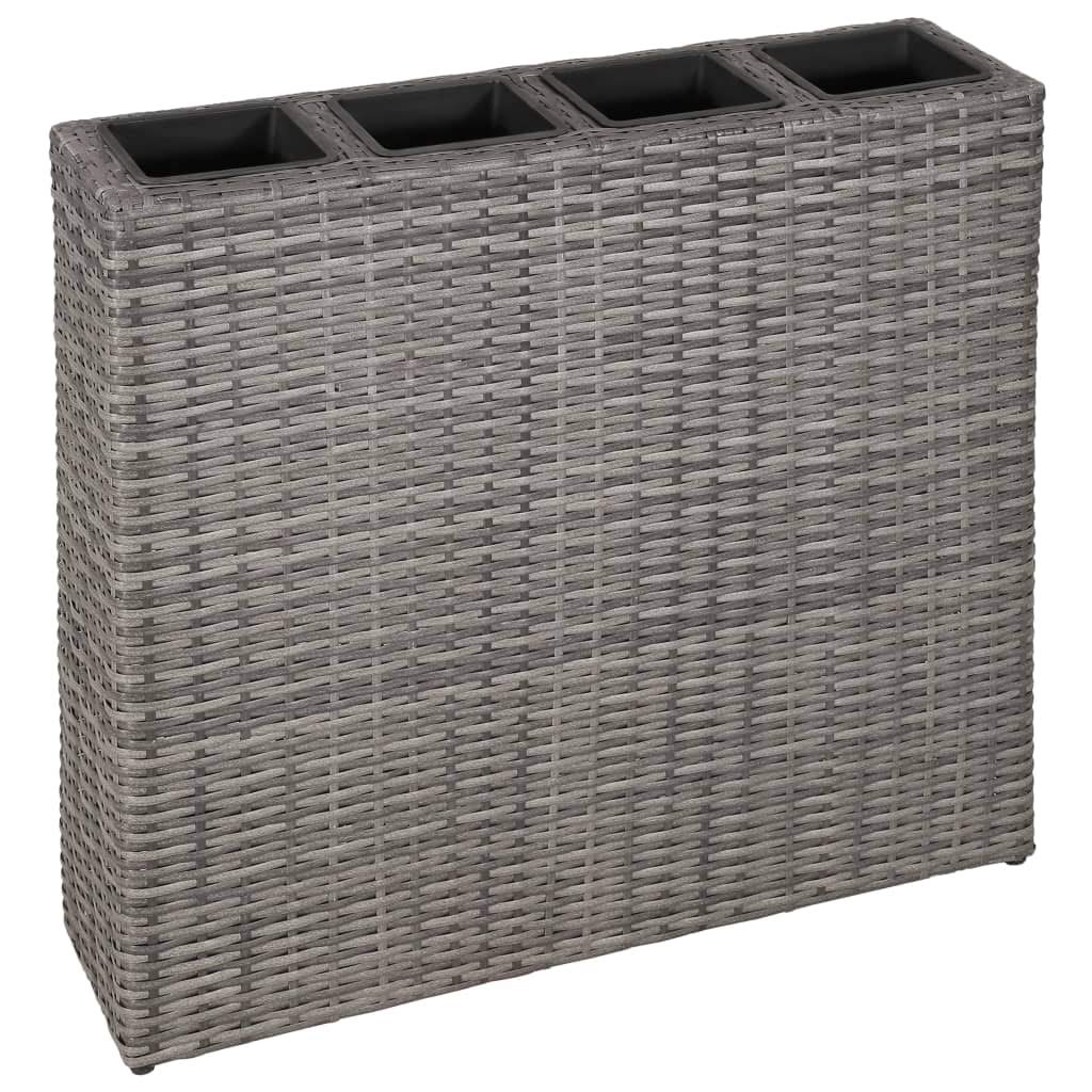 Galvanized Metal Raised Garden Bed with 4 Pots - Mogou Garden Planter Box for Vegetables, Herbs & Flowers | Durable Poly Rattan Grey Design | Perfect for Patio, Backyard & Urban Gardening