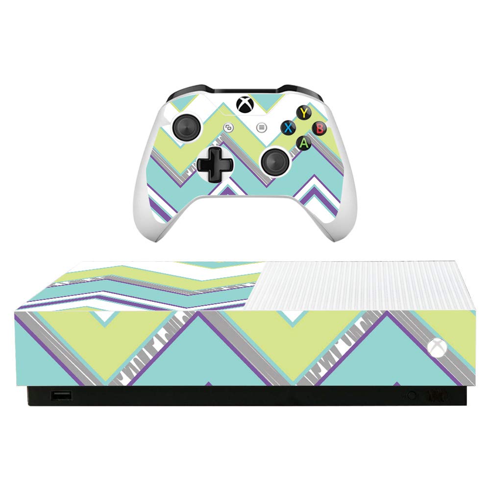 MightySkins Protective Vinyl Decal Wrap Cover for Microsoft Xbox One S All-Digital Edition - Pastel Chevron Design | Durable, Customizable Skin | Easy to Apply & Remove | Made in USA | Perfect for Gaming Setups & Personalized Console Protection