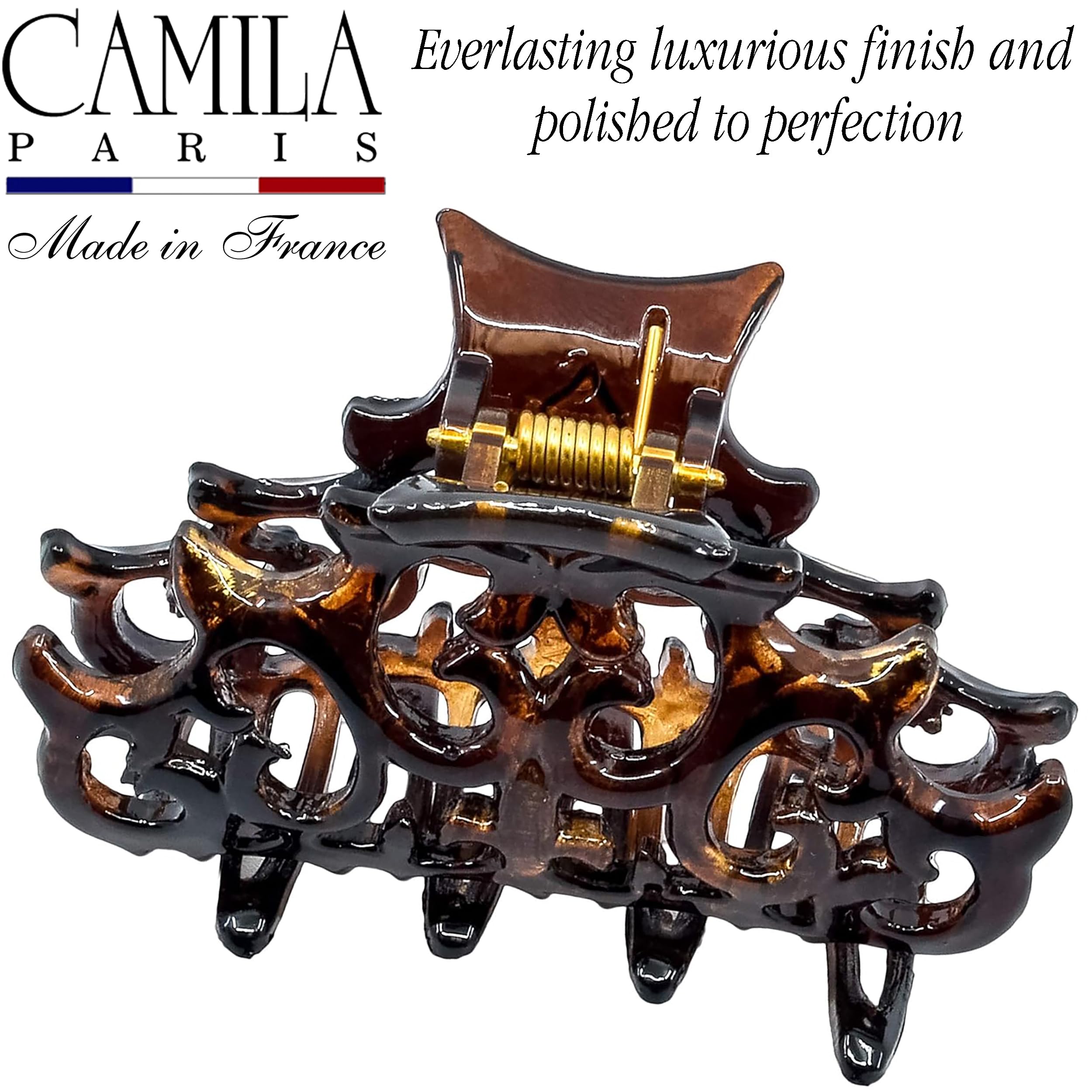 Camila Paris NV105 French Hair Claw Clip for Women & Girls - Strong Hold No Slip Grip Hair Accessories | Fashionable & Daily Styling | Made in France | Perfect for Work, Parties & Everyday Use