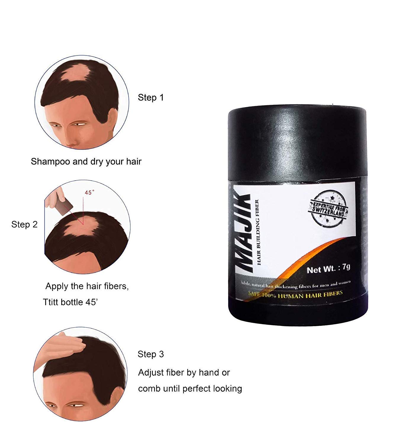 Verb Hair Fiber for Hair Growth & Thinning Hair - Natural Dark Brown Hair Building Fibers for Men & Women (7g) - Covers Bald Spots & Boosts Confidence for Daily Styling & Special Occasions