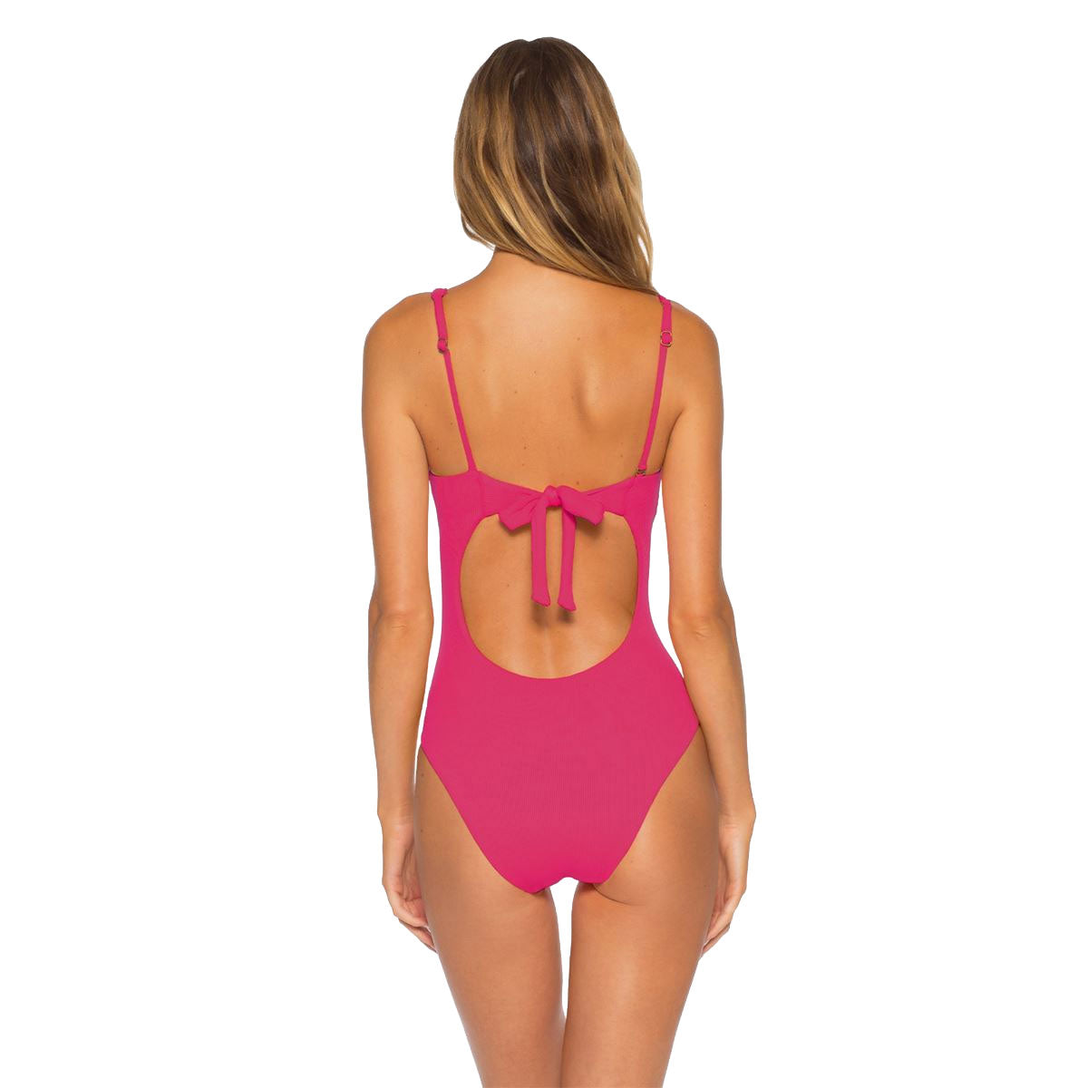 Becca Fine Line Asymmetrical Raspberry One Piece Swimsuit for Women - Sexy High Cut Bathing Suit for Beach, Pool & Summer Vacations