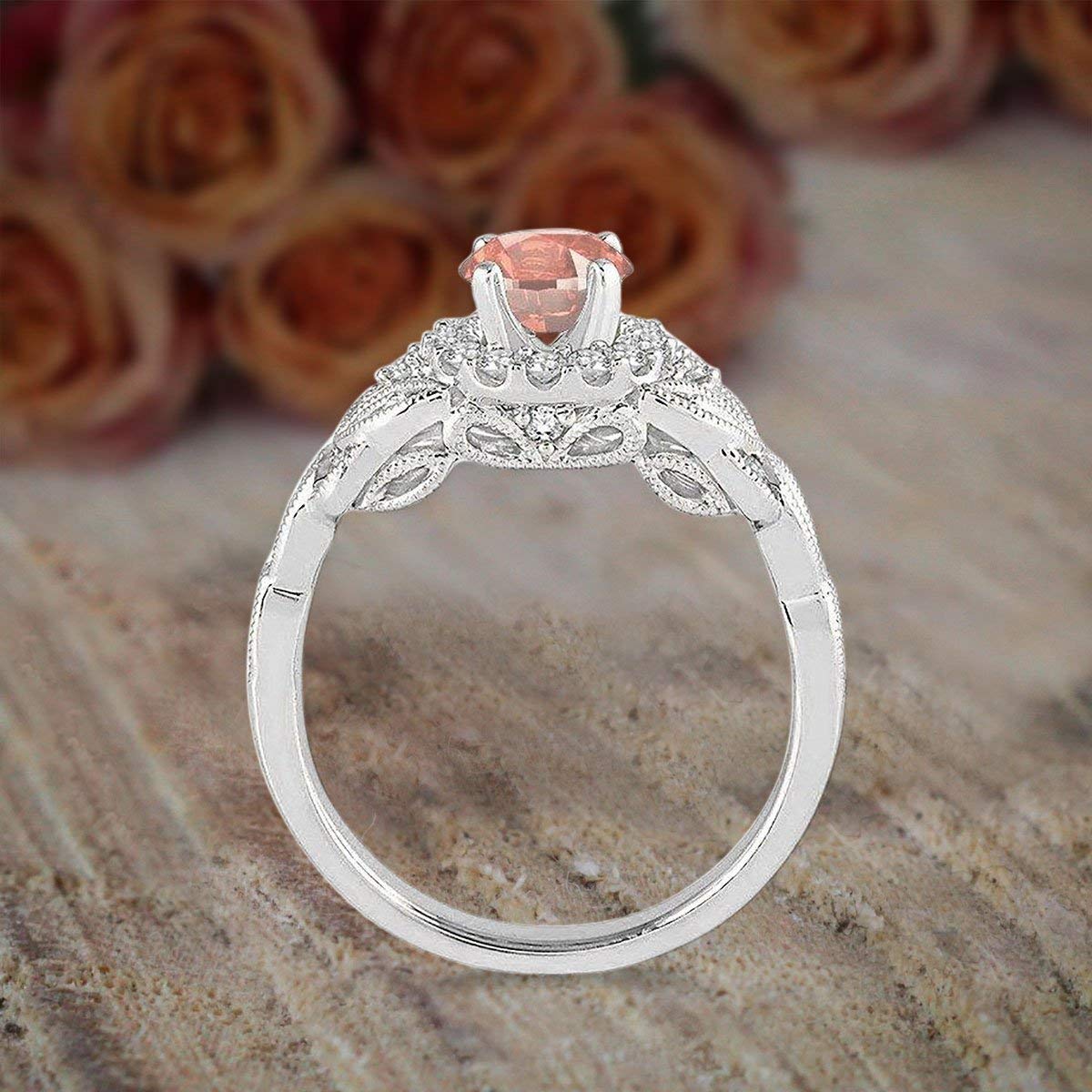 1.25 Carat Morganite Round Cut Diamond Engagement Ring - 18k Gold Plated Designer Wedding Band for Women | Perfect for Proposals, Anniversaries & Bridal Jewelry