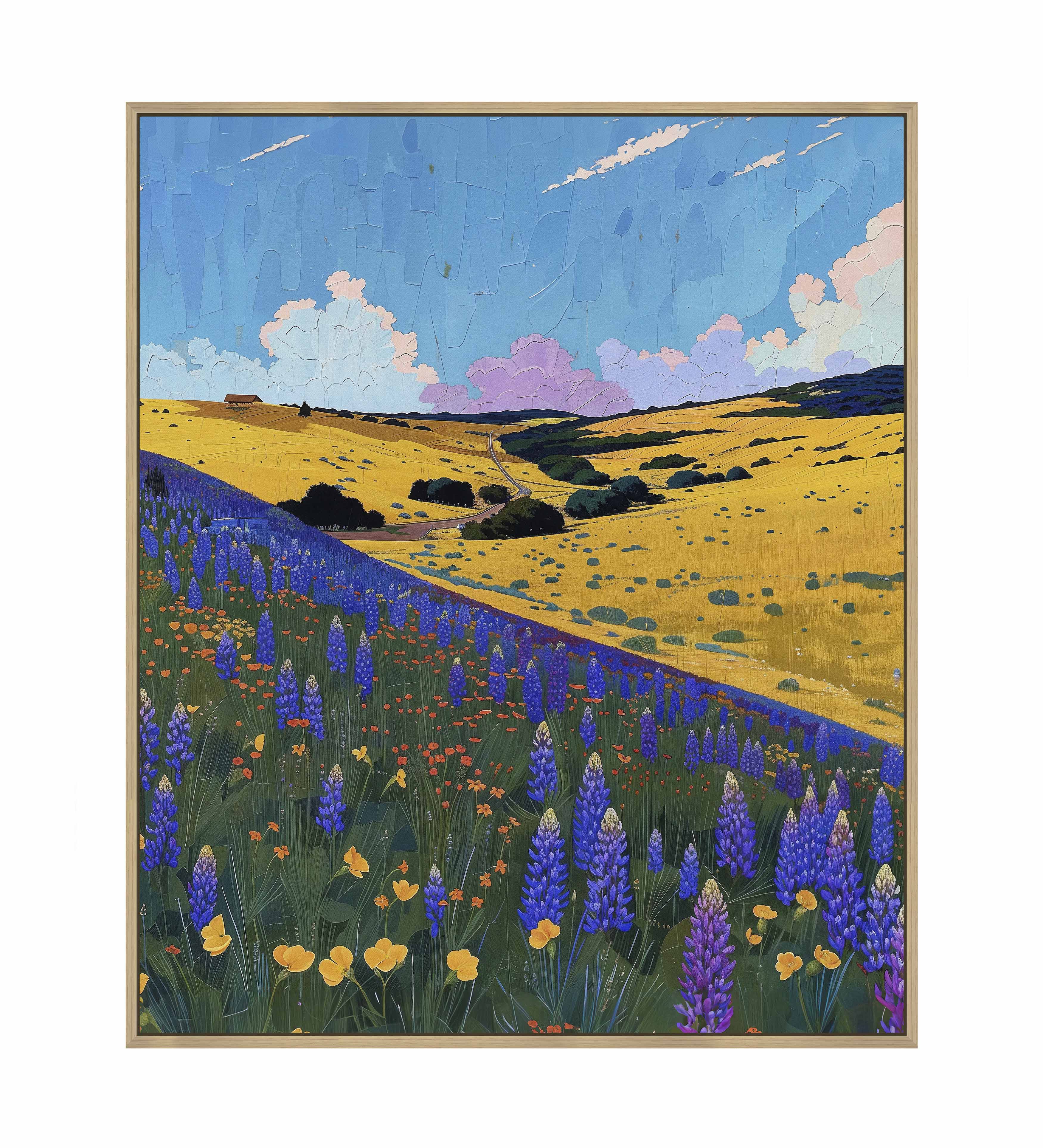 Bluebonnet Breeze II Gallery Wrapped Canvas - Premium Floral Wall Art Decor for Living Room, Bedroom & Office - Ready to Hang Home Decoration