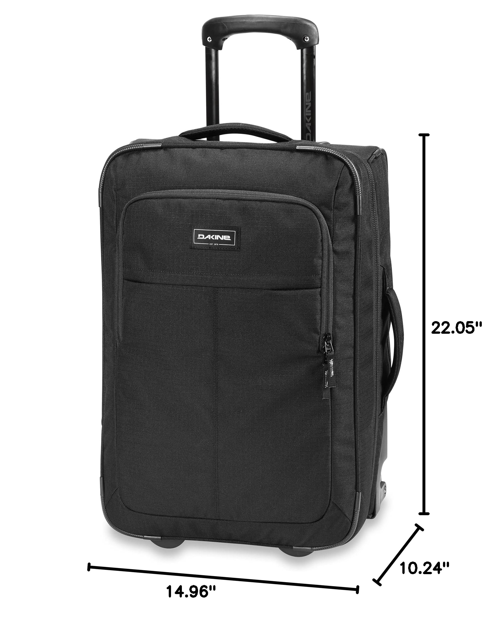 Dakine 42L Black Carry On Roller Luggage - Lightweight Expandable Suitcase for Air Travel, Business Trips & Weekend Getaways