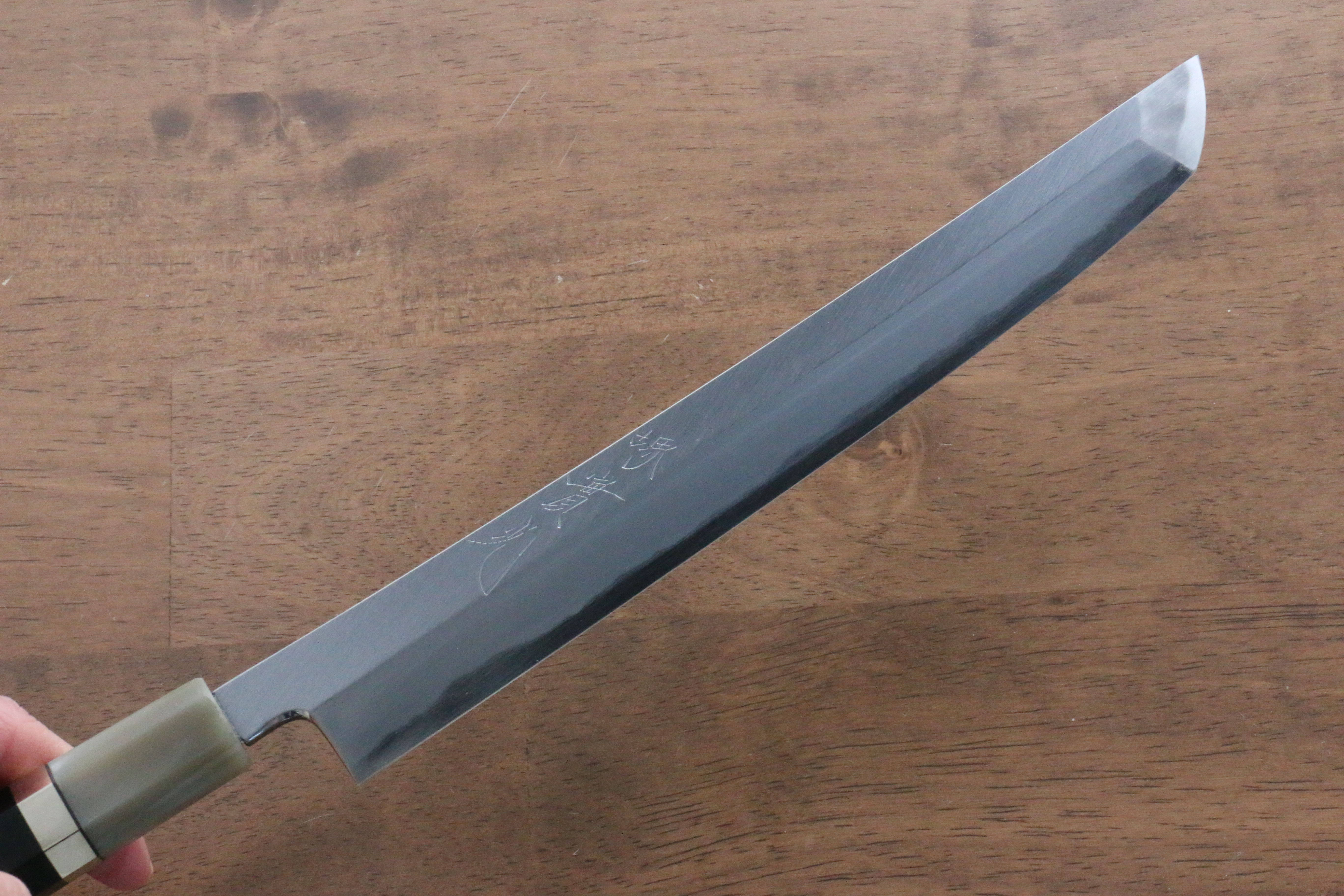 Premium Jikko Shiko White Steel Sakimaru Yanagiba 240mm Japanese Sushi Knife with Ebony Wood Handle & Double Ring - Perfect for Sushi Chefs, Professional Cooking & Home Kitchen Use