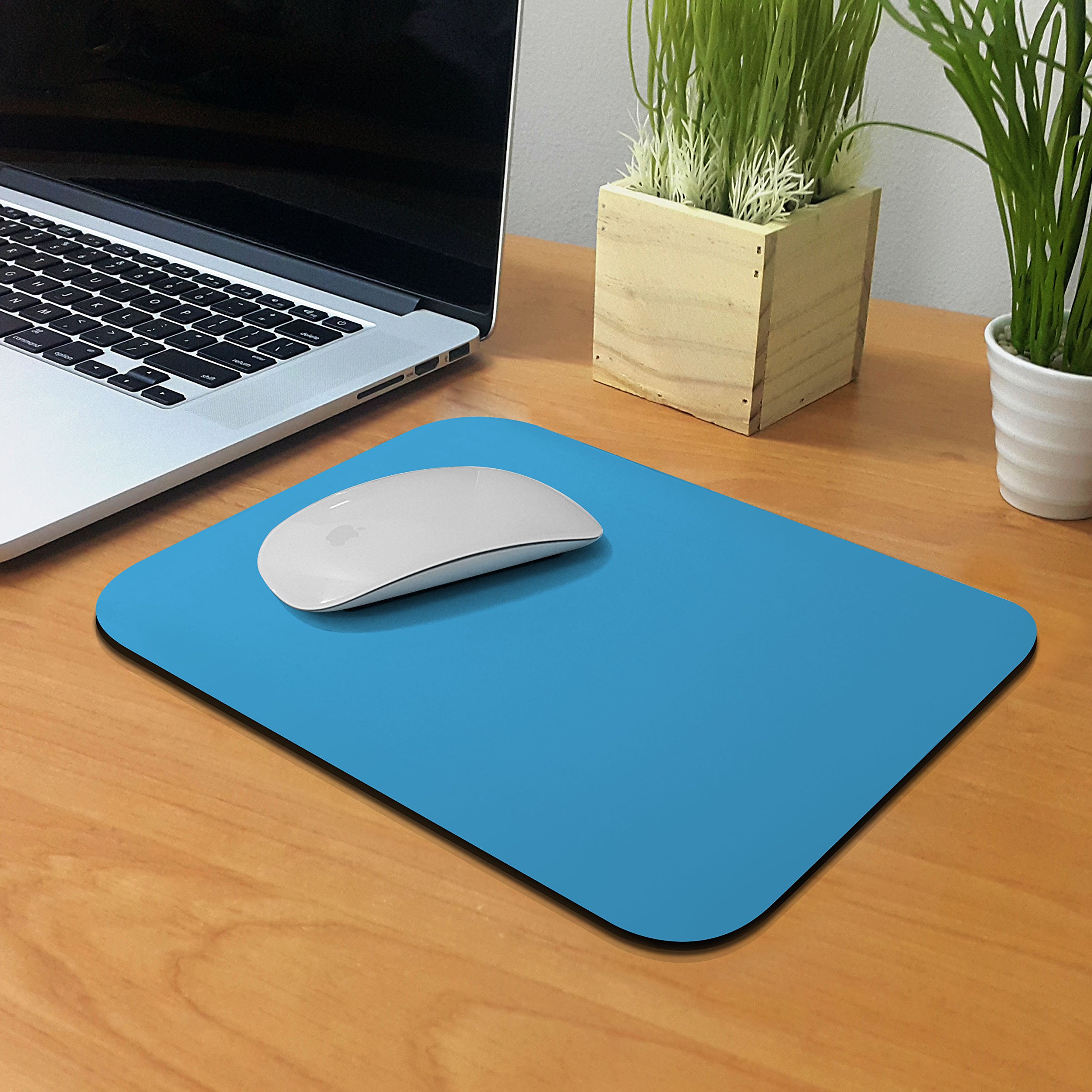 Non-Slip Rectangle Mouse Pad - FINCIBO Solid Baby Blue Ergonomic Desk Mat for Home Office, Gaming, and Workstations | Perfect for Computers, Laptops, and Workspaces