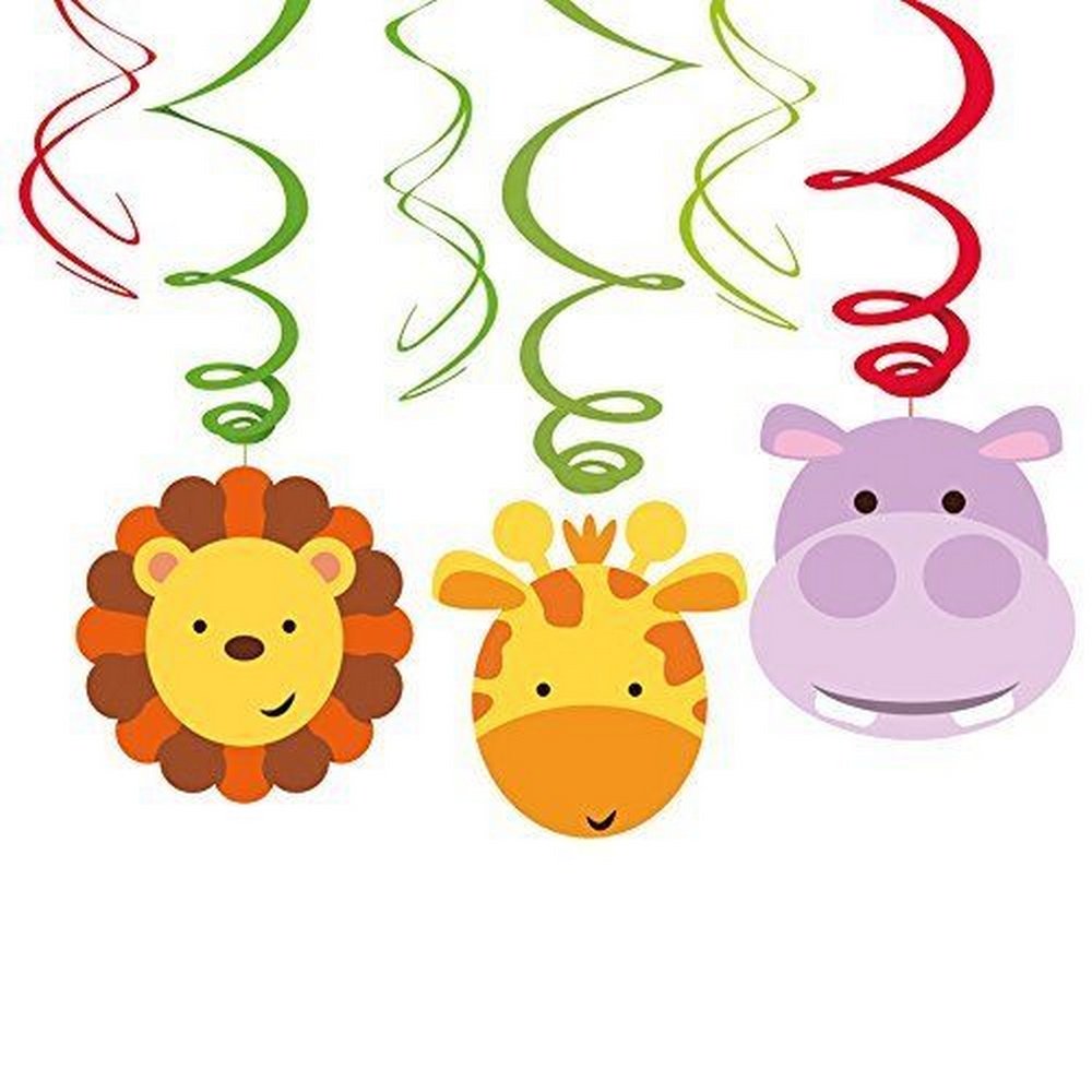 amscan 11012032 Friends Swirl Decorations - 6 Piece Jungle Party Decor Set for Birthday, Baby Shower & Tropical Theme Events