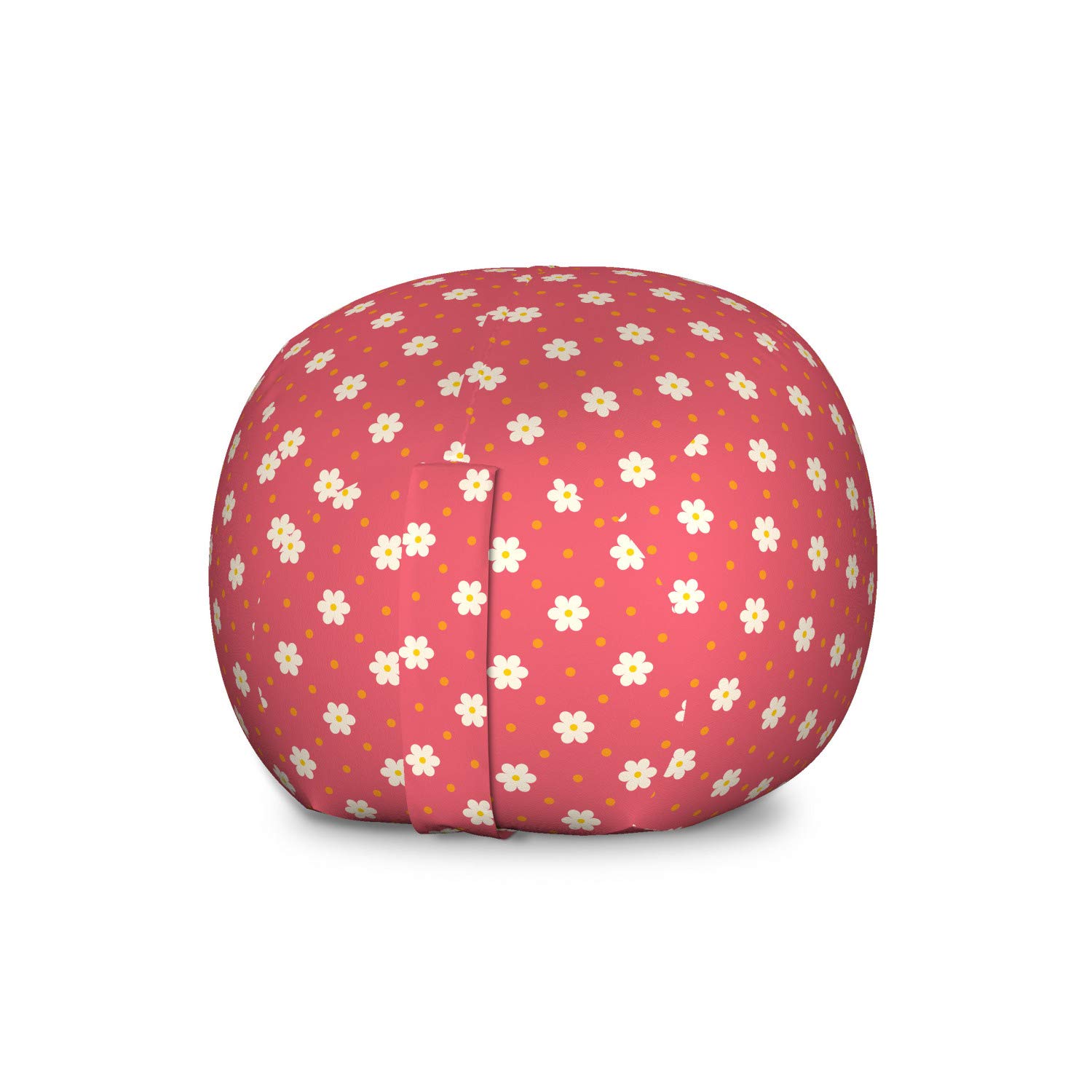 Ambesonne Retro Storage Toy Bag Chair - Large Washable Stuffed Animal Organizer with Daisy Floral Pattern on Pink Background | Kids Room Decor, Playroom Storage, Nursery Organization