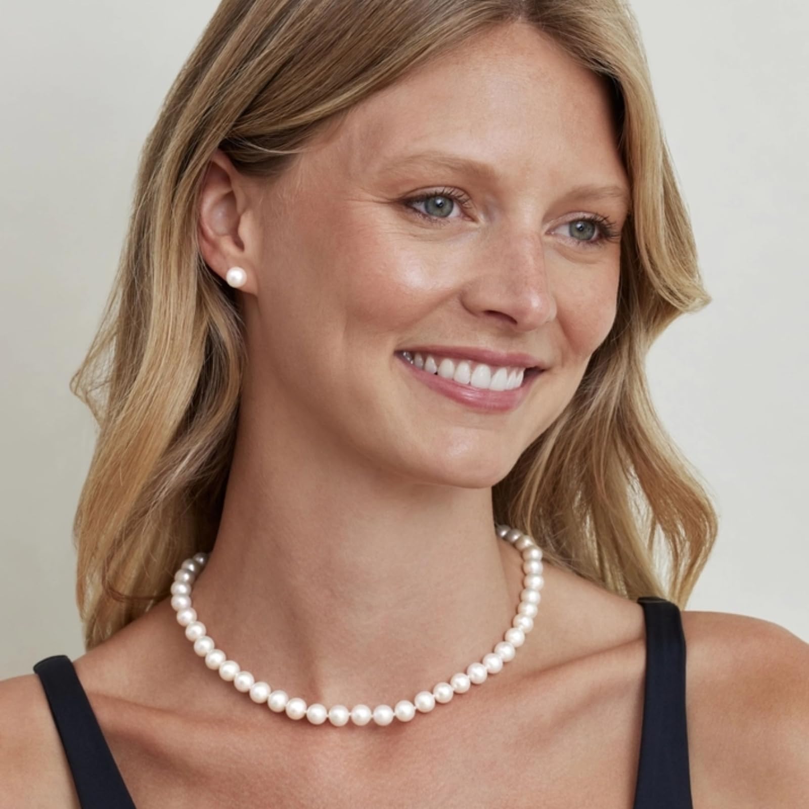 14K Gold 8-9mm Freshwater Pearl Jewelry Set - Necklace, Bracelet & Earrings for Women - Perfect for Weddings & Gifts
