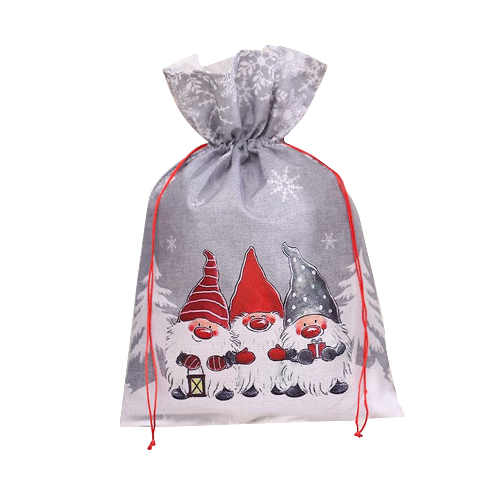 ONHUON Christmas Drawstring Gift Bags - Xmas Wrapping Bags for Holiday Candy, Party Favors & Tree Ornaments | Reusable Goody Bags for Christmas Gifts, Stocking Stuffers & Festive Decorations (Size B, One Size)