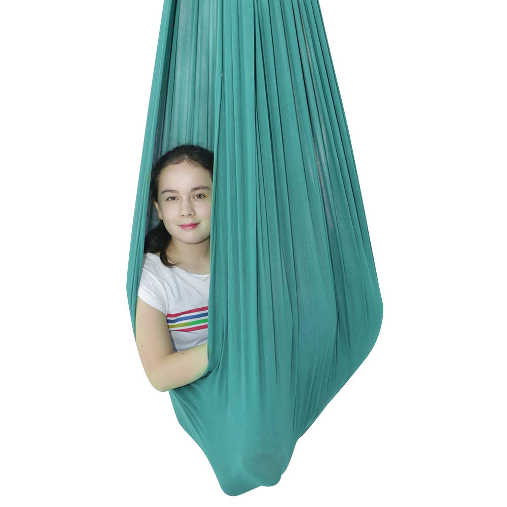 TOPARCHERY Therapy Swing for Kids - Indoor Sensory Cuddle Hammock for Special Needs, ADHD & Aspergers - Green Snuggle Swing with Hardware Set - Perfect for Relaxation, Calming & Sensory Integration Therapy