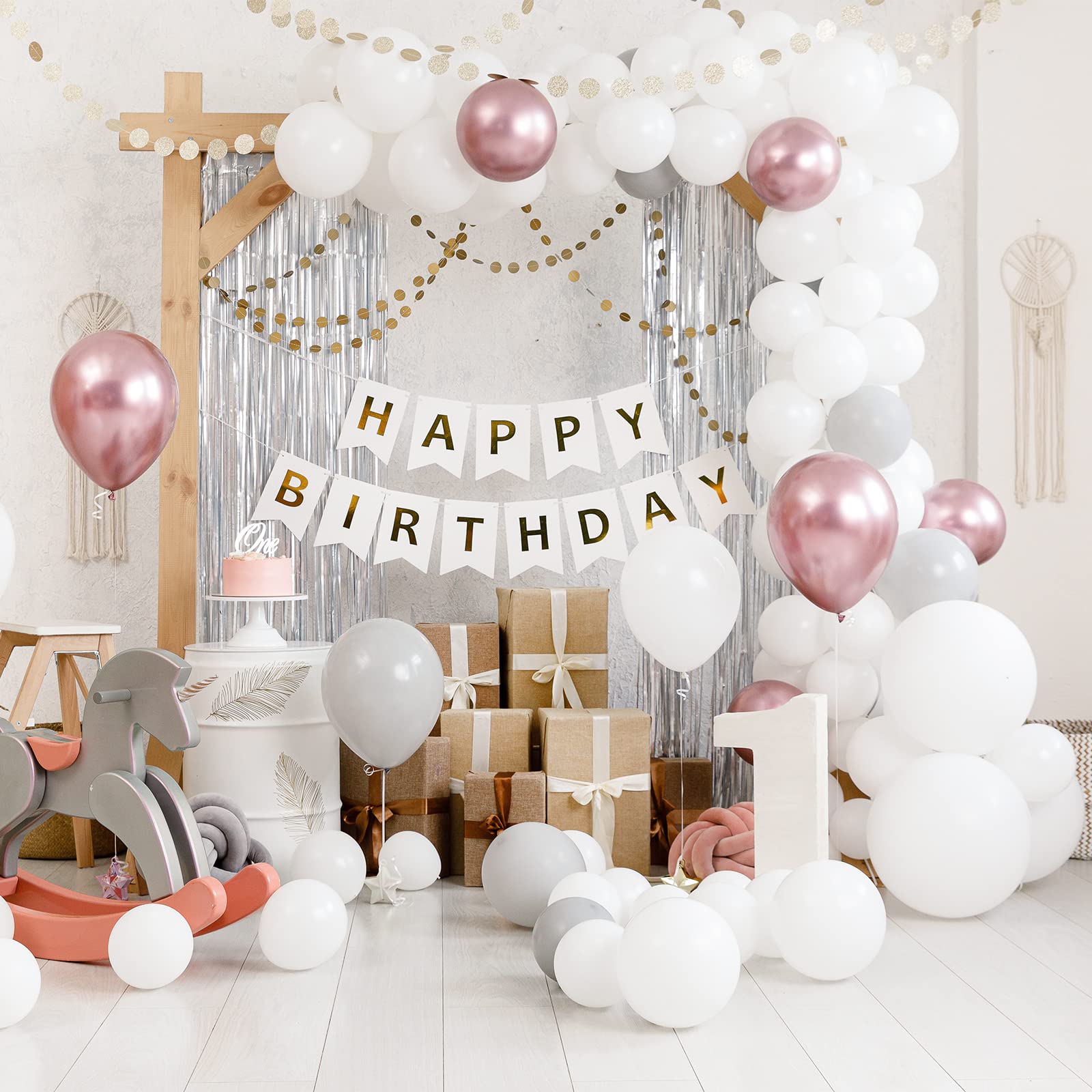 RUBFAC 116pcs White Balloons Set - 36/18/12/10/5 Inch Large Balloons for Party Decorations | Perfect for Birthday, Baby Shower, Gender Reveal & Wedding Decor | Create Stunning Balloon Garlands & Arches