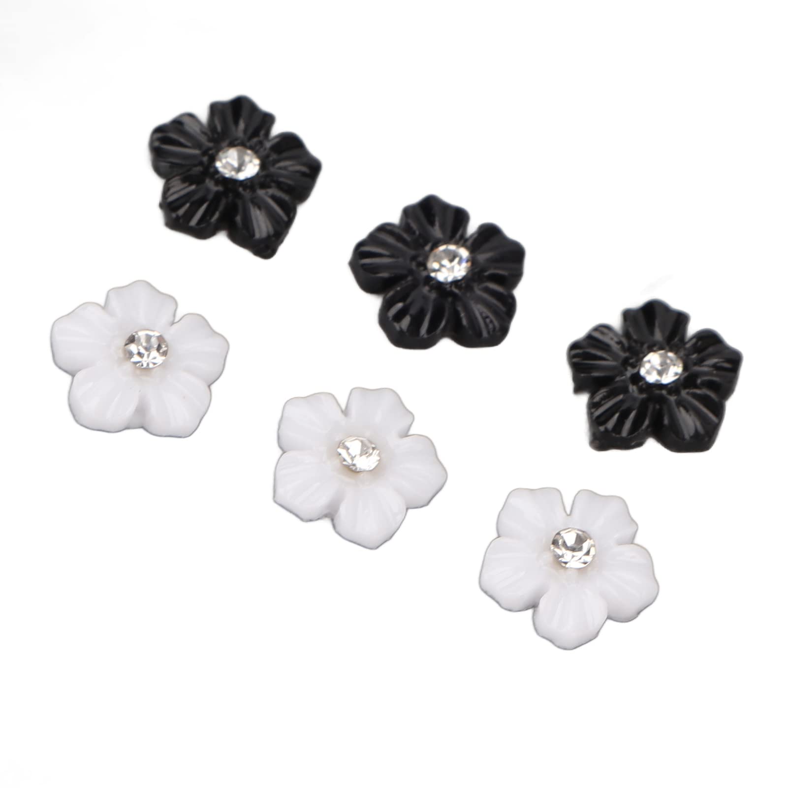 3D Flower Nail Art Decorations - Resin Black & White 5-Petal Nail Stickers for DIY Manicure, Salon Use, Wedding & Party Nail Designs - Perfect for Home, Professional Performances and Special Occasions