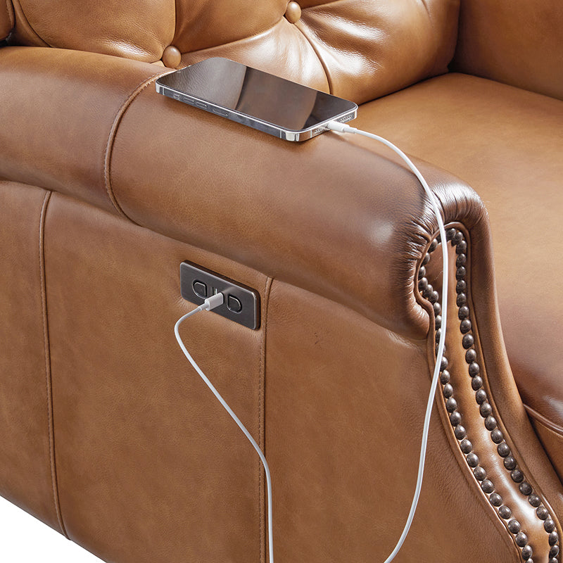 Premium Ruben Buttery Soft Leather Power Recliner Chair - Ergonomic Living Room Furniture for Relaxing, Watching TV & Napping