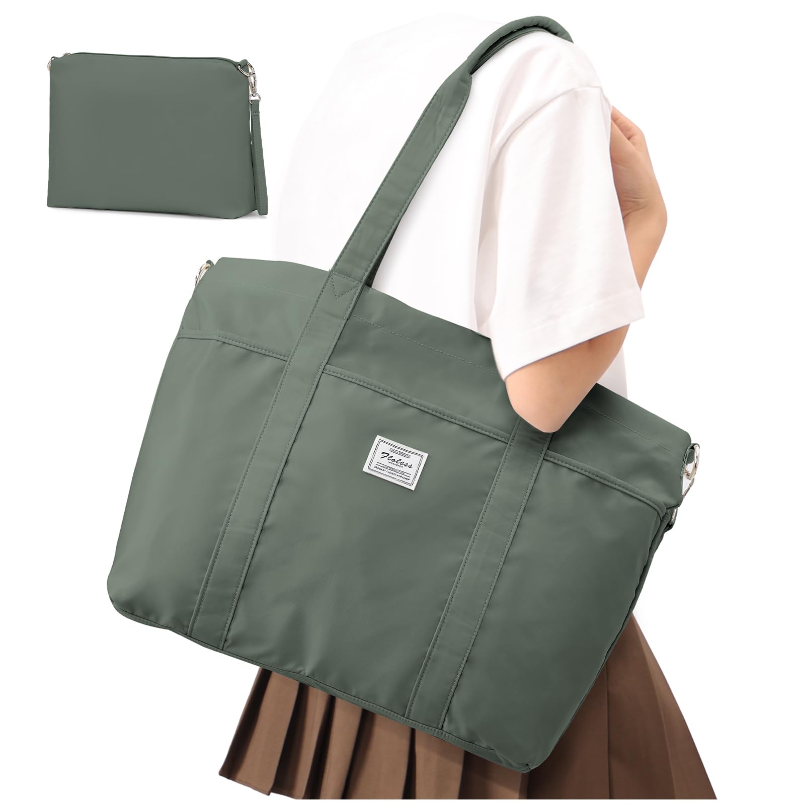 Stylish Women's Travel Tote Bag with Laptop Compartment & Detachable Clutch - Large Waterproof Shoulder Bag for Work, Business, Airplane & Daily Commute - Perfect for Office Professionals, Students and Weekend Getaways