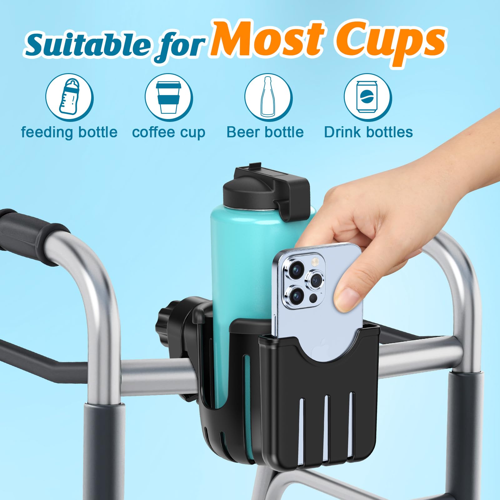 Guiseapue Stroller Cup Holder - Universal Stroller Accessories with Pacifier Clip & Diaper Bag Dispenser | Baby Travel Essentials for On-the-Go Parents | Perfect for Walks, Shopping & Road Trips