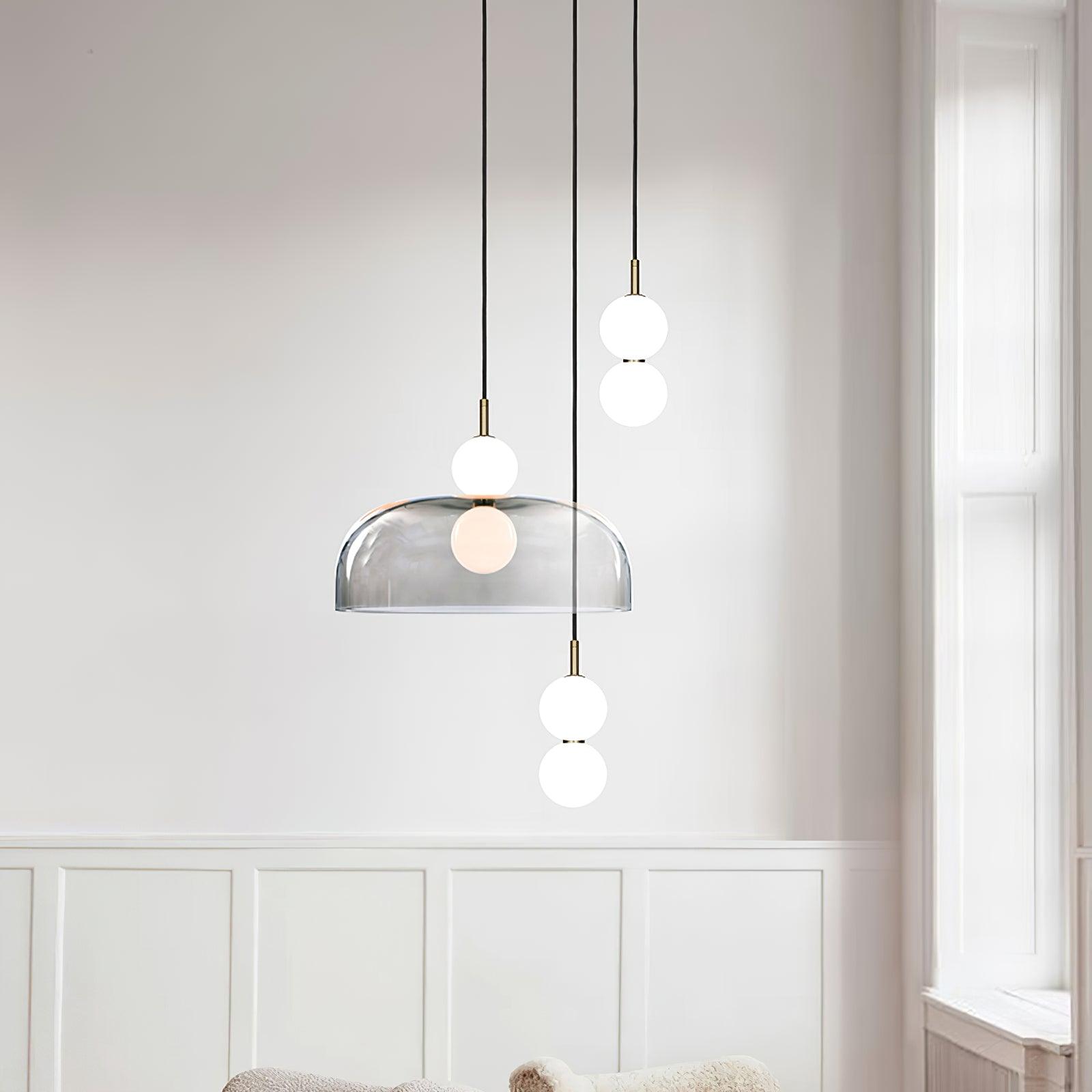 Modern Echo Glass Pendant Light - Elegant Hanging Fixture for Kitchen Island, Dining Room & Bedroom Lighting - Dimmable LED Chandelier for Home Decor