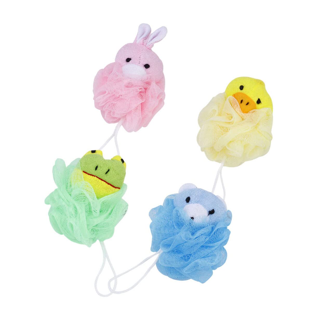 FRCOLOR 8-Piece Cartoon Bath Sponge Set for Kids - Soft Shower Pouf, Face Cleansing & Exfoliating Sponge - Fun Bath Toys for Baby & Toddler Bath Time - Perfect for Sensitive Skin & Gentle Washing - Cute Animal Design for Playful Bathroom Fun