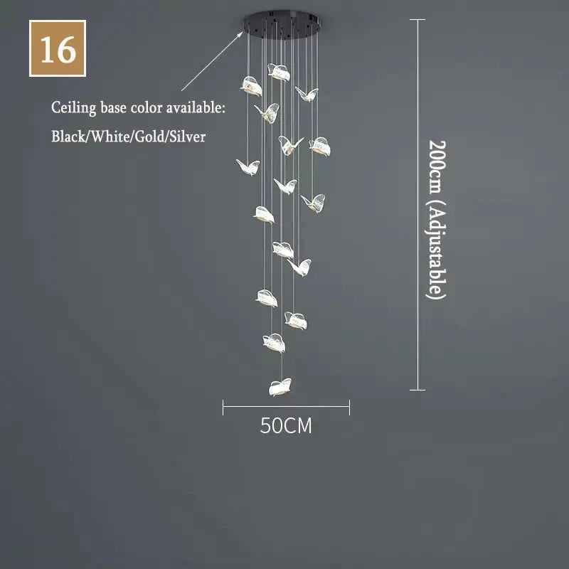 Juli Art Deco Stairwell LED Chandelier - Modern Crystal Ceiling Light Fixture for Hallway, Foyer & Staircase Lighting