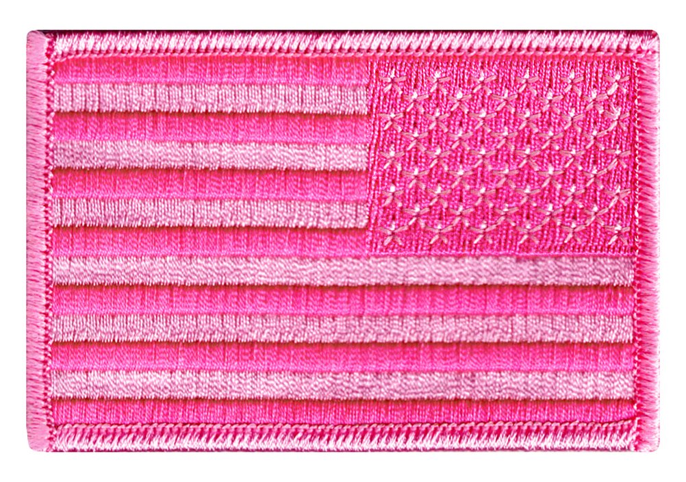USA Flag Embroidered Patch - Reverse Pink American Flag Iron-On Sewing Patch for Jackets, Hats & Backpacks | Patriotic DIY Craft & Military Style Accessory
