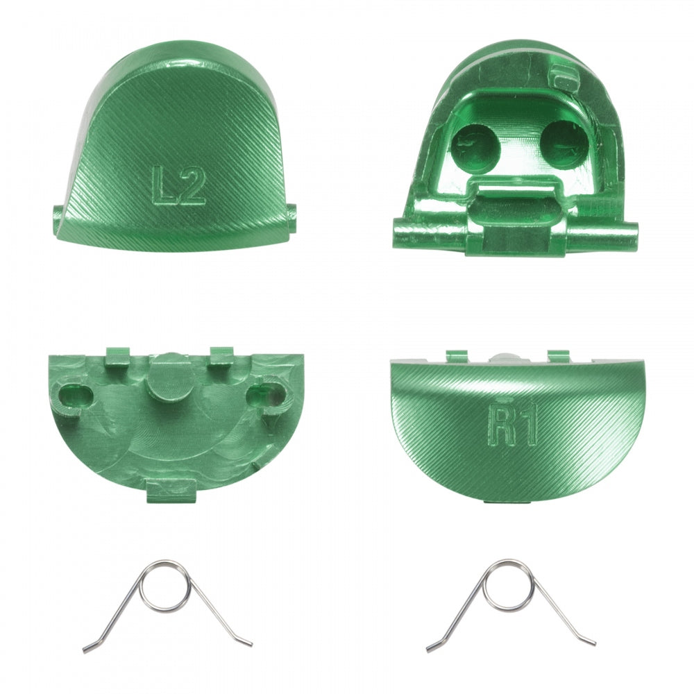 eXtremeRate Metal Green Buttons & Triggers Kit for PS4 Controller - Custom R1 L1 R2 L2 Replacement Parts | Perfect for Gaming, DIY Mods & Controller Repair