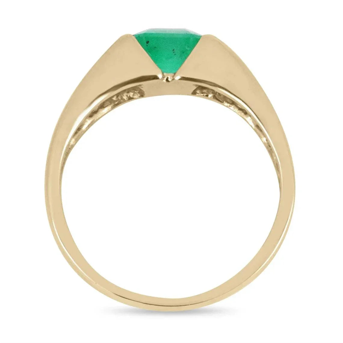2.0 Carat Emerald Cut Vivid Green Solitaire Men's Ring 14K Gold - Elegant Wedding Band, Anniversary Gift & Luxury Statement Jewelry for Special Occasions