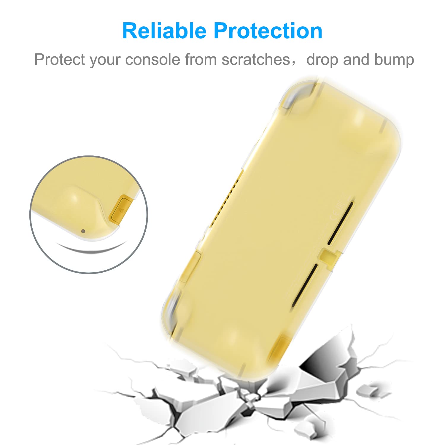 YUANHOT Nintendo Switch Lite Protective Case Set - Shockproof Carrying Case, Screen Protector & Joystick Caps | Travel & Gaming Accessories for Nintendo Switch Lite (Yellow)