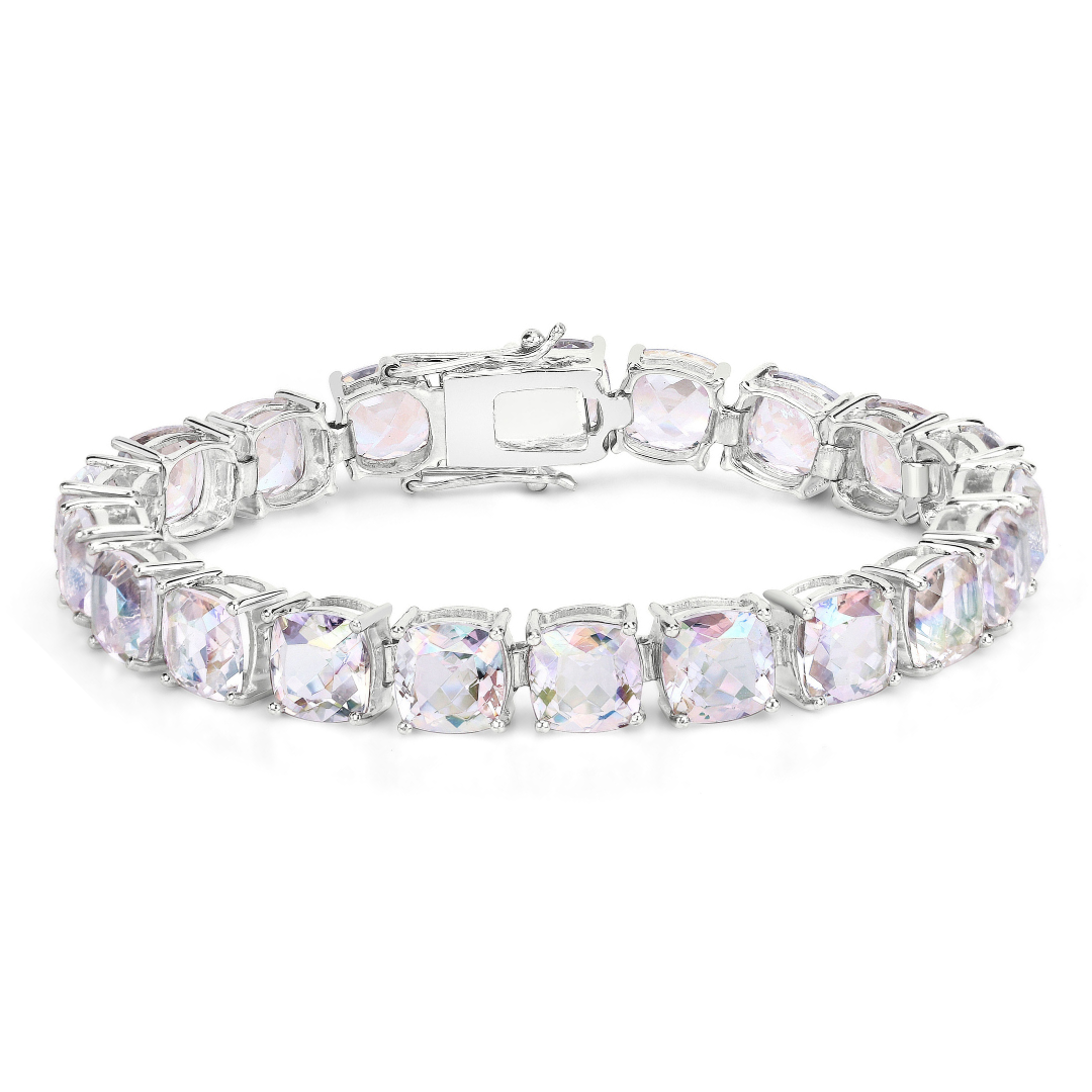 Genuine Opal Rainbow Quartz Tennis Bracelet for Women - Elegant Crystal Jewelry Gift for Birthday, Anniversary & Special Occasions