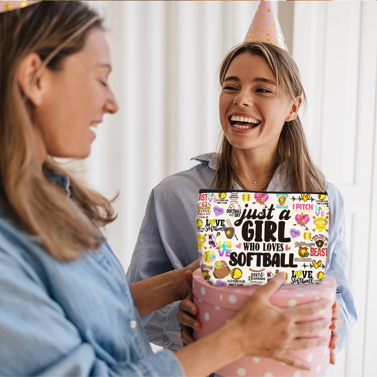 **Wenboco Softball Gifts for Women - Inspirational Makeup Bag & Accessories for Softball Moms & Fans - Perfect Birthday & Christmas Gift Ideas for Her & BFFs - Great for Game Days, Travel & Sports Events**