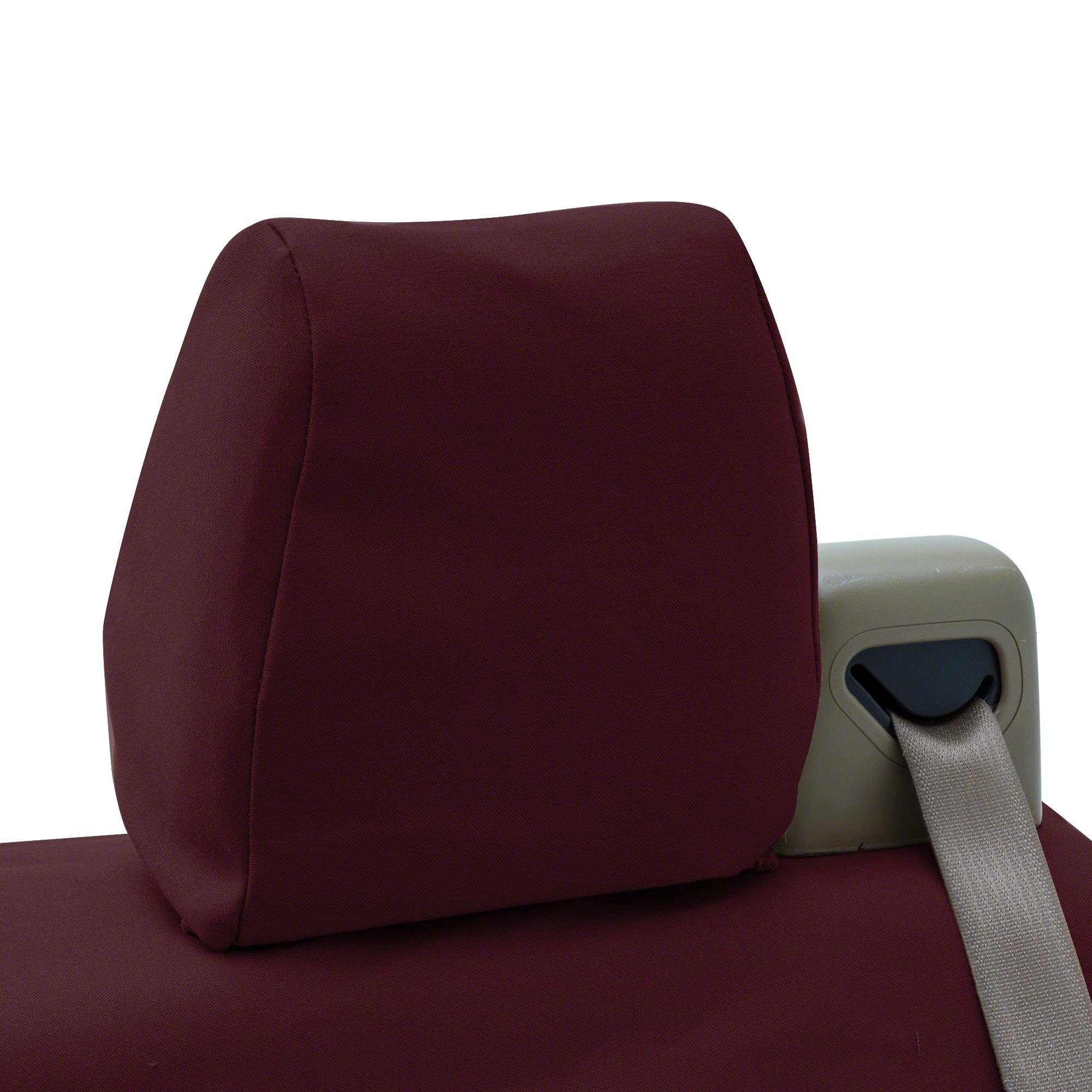 Coverking Custom Fit Front 40/20/40 Seat Cover for RAM 1500/2500 Trucks - Durable Polycotton Drill Fabric in Wine Red - Perfect for Off-Roading, Work & Daily Commute Protection