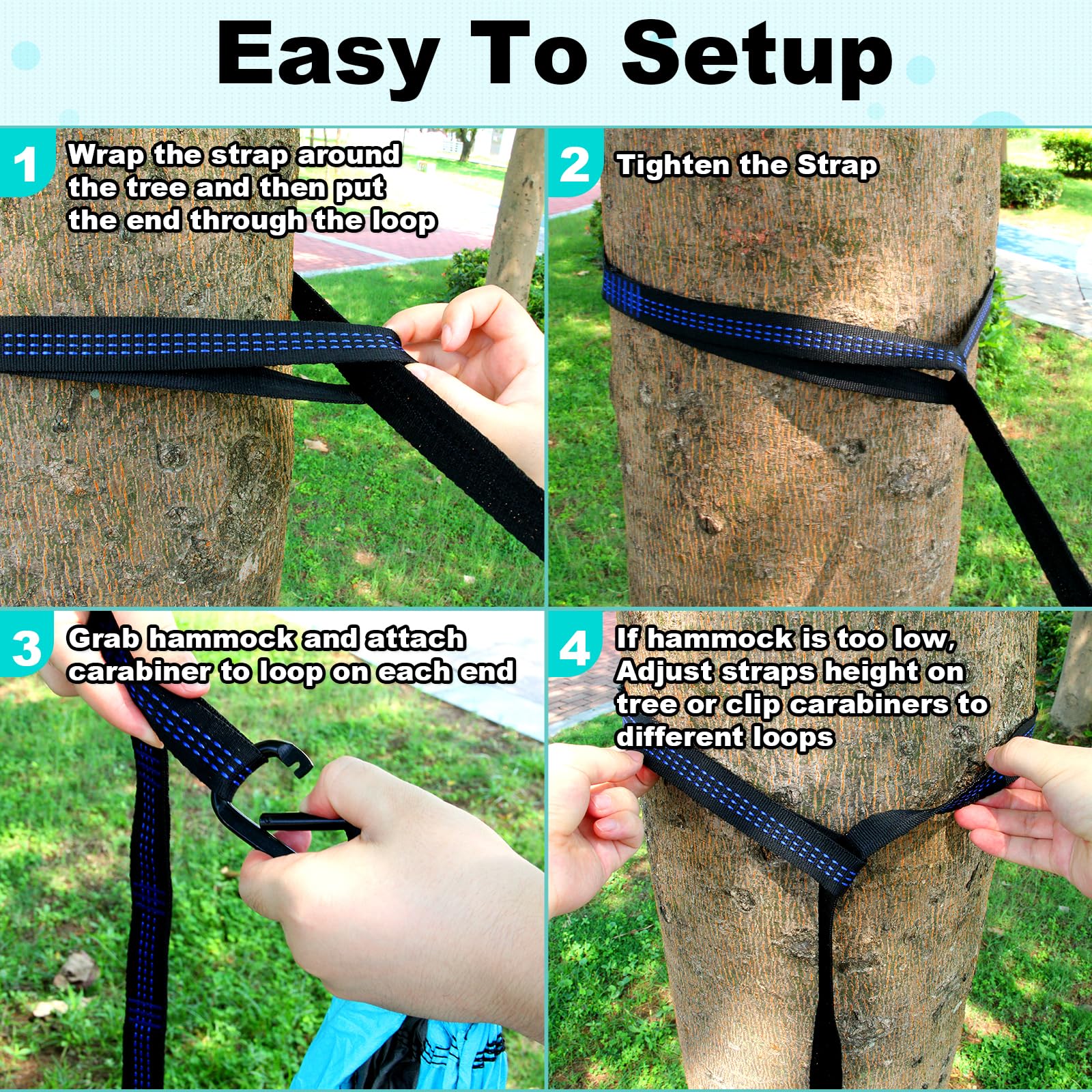 Double Camping Hammock - Portable Outdoor Hammock for Hiking, Beach & Backpacking | Lightweight & Durable Camping Gear Accessories | Perfect for Backyard Relaxation, Forest Adventures & Lakeside Lounging