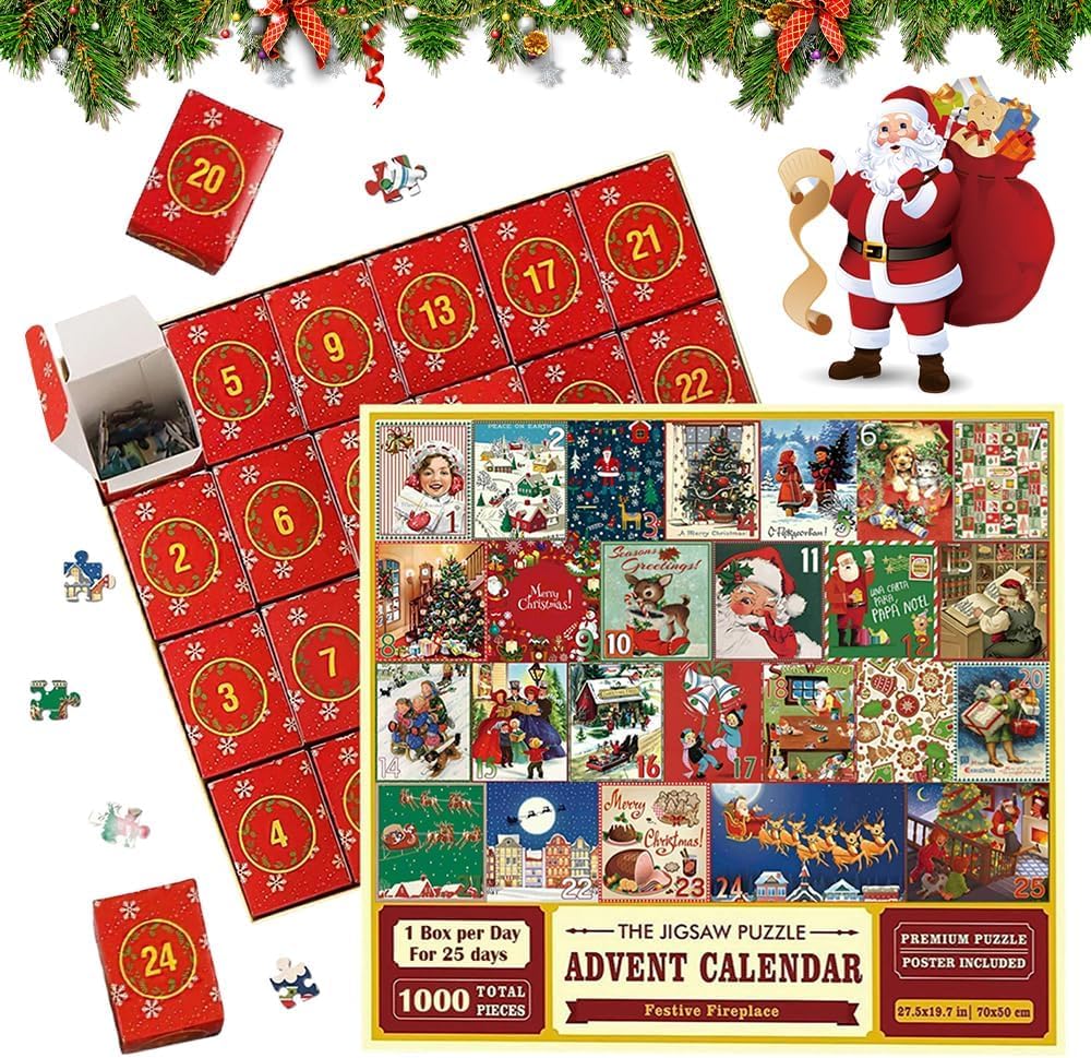 ZOYDP 2024 Advent Calendar Puzzle - 1000 Piece Christmas Countdown Puzzle for Adults & Kids | Holiday Family Activity & Festive Home Decor