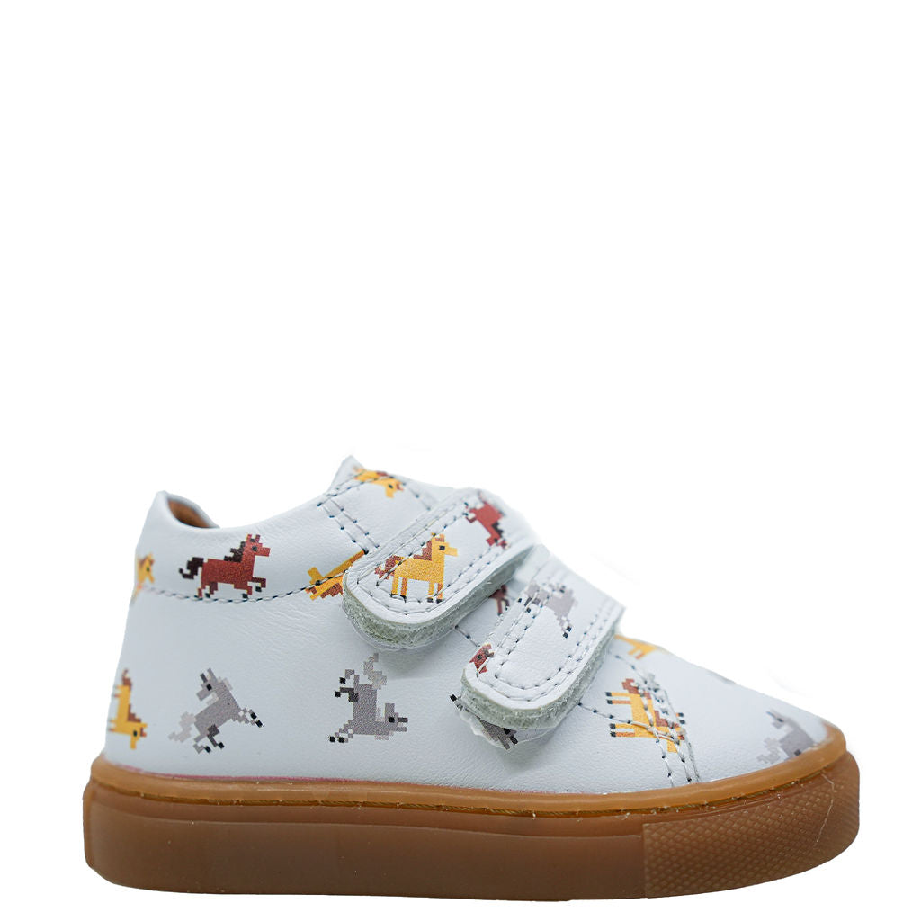 Atlanta Moccasin White Horse Print Baby Sneakers - Soft Leather First Walkers for Boys & Girls | Perfect for Outdoor Play & Special Occasions