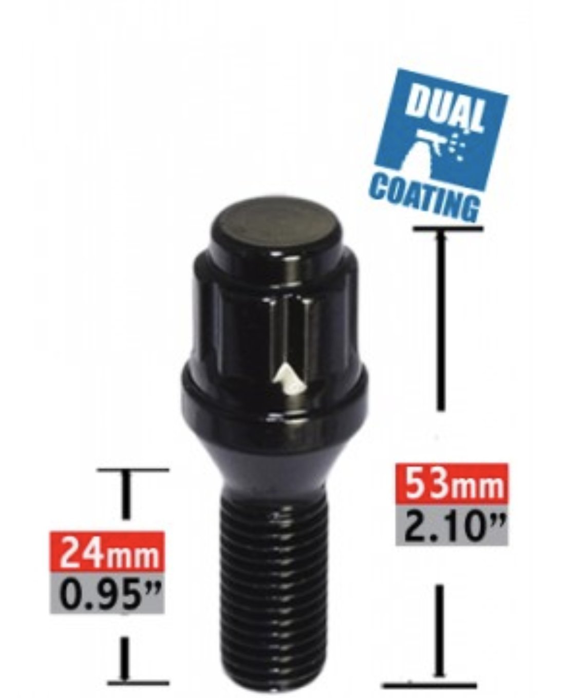14x1.25 Black Spline Lug Bolts for BMW & Mini - 24mm Shank Wheel Locks (16pc) - Secure Your Ride