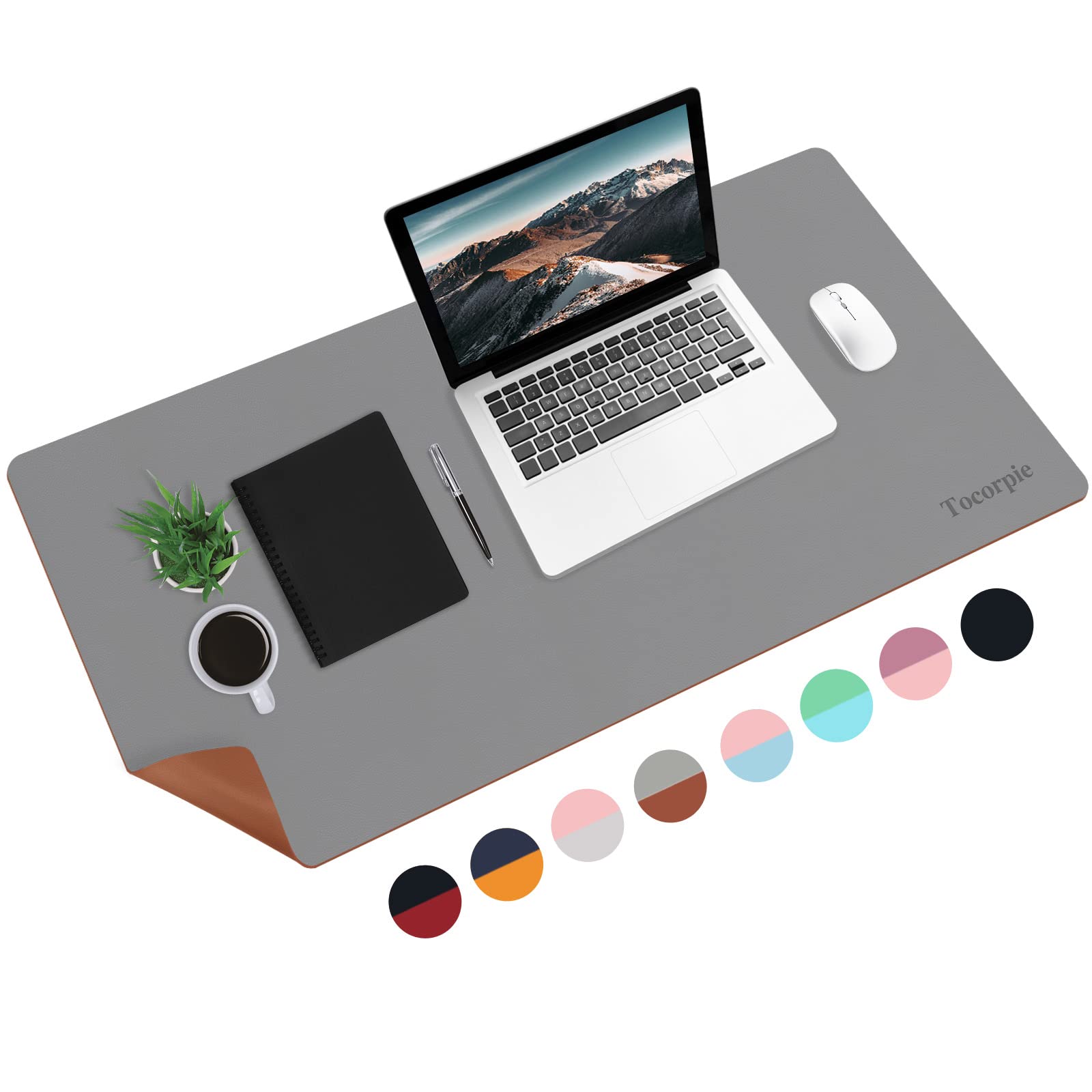 Dual-Sided PU Leather Desk Mat - Large Waterproof Laptop Keyboard & Mouse Pad Protector for Office & Home | Non-Slip Writing Surface & Desk Organizer | Perfect for Workstations, Gaming Setups & Home Offices