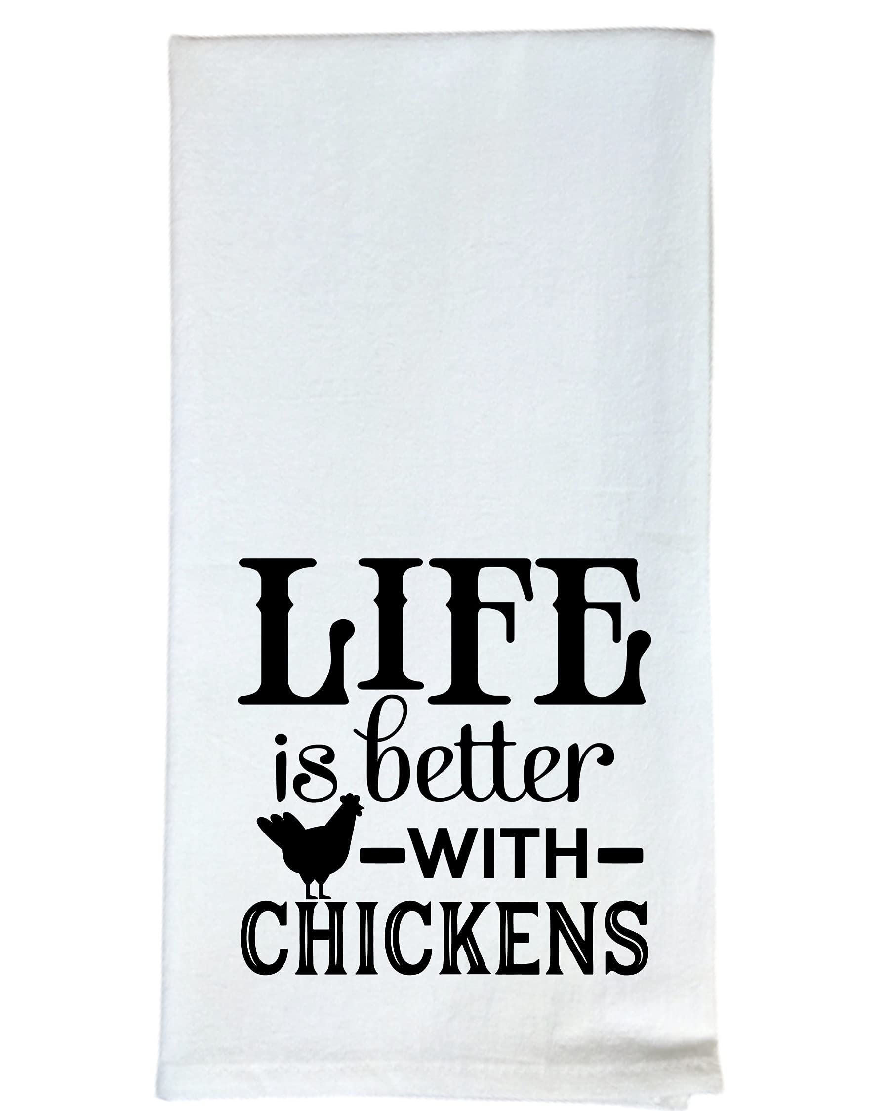 Farm Flour Sack Kitchen Towel - Soft & Absorbent Tea Towel with Chicken Design - Perfect for Baking, Cooking & Farmhouse Decor