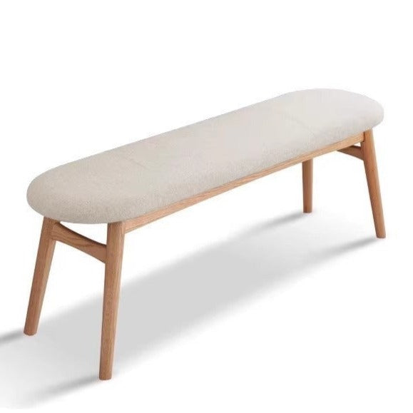 Solid Oak Wood Bench with Soft Cushion - Durable & Comfortable Seating for Living Room, Bedroom, or Entryway