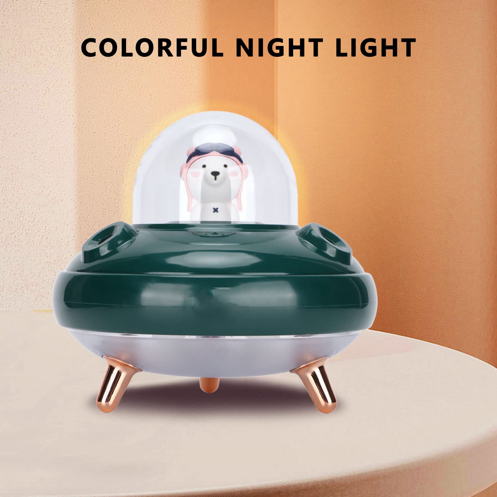 EXCLUZO Mini USB Desk Humidifier - 2 Nozzles, 2 Light Modes, One-Button Operation for Office & Travel - Compact Air Moisturizer with Night Light (Green) | Perfect for Dry Offices, Bedrooms & Small Spaces
