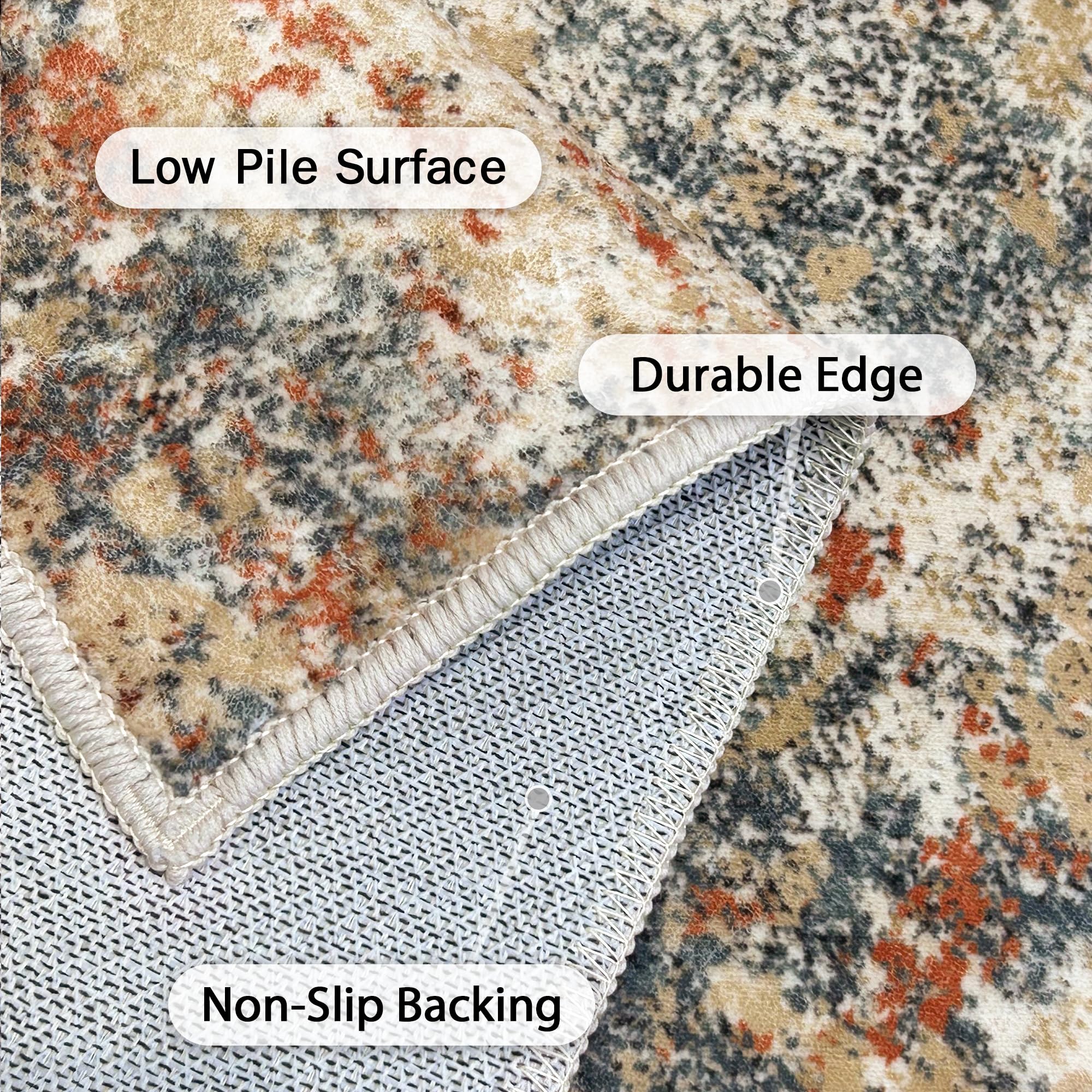 GENIMO Washable 8x10 Modern Abstract Non-Slip Area Rug - Soft Low Pile Indoor Carpet for Living Room, Bedroom, Dining Room & Kitchen - Perfect for Home Decor, Apartment Flooring & High Traffic Areas
