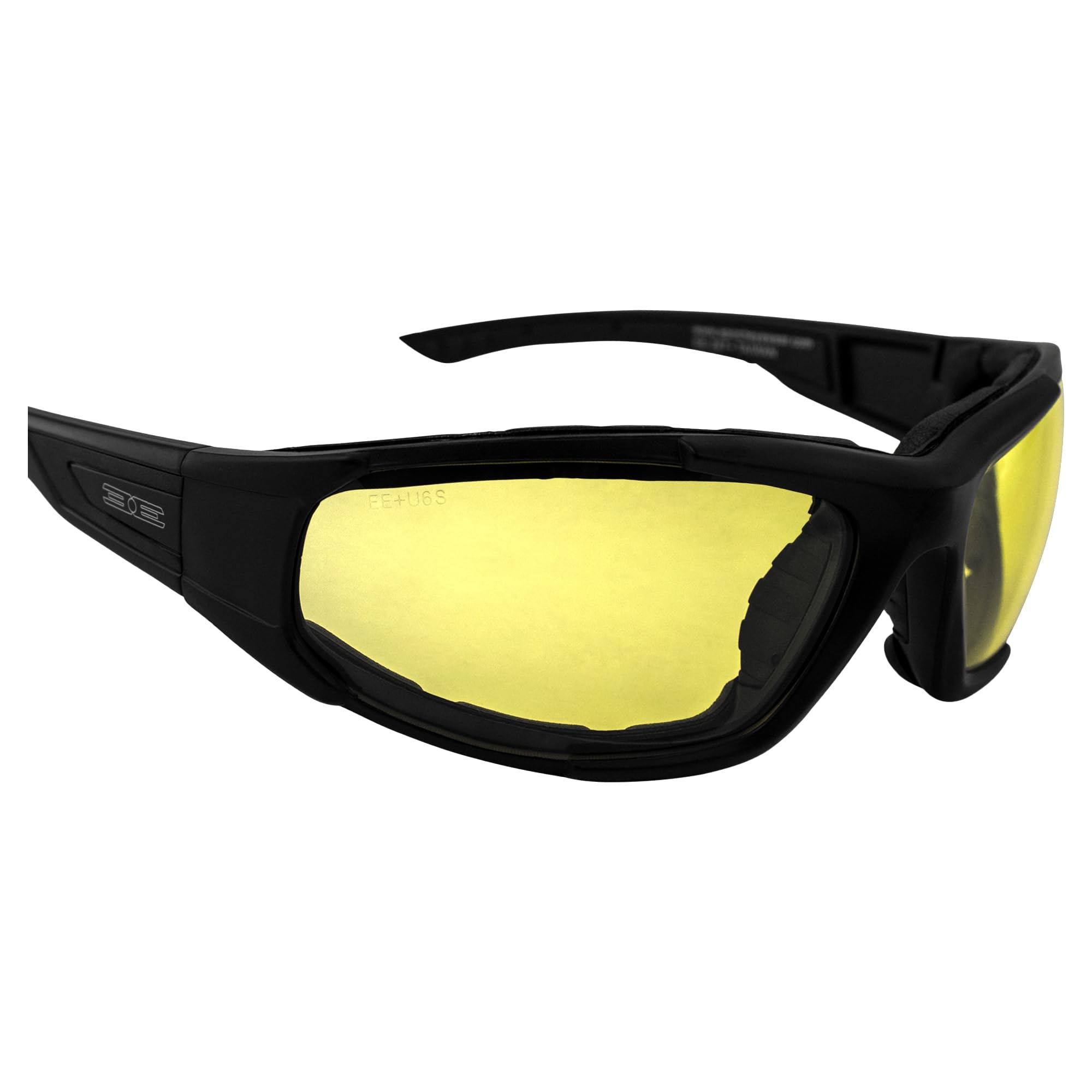 Epoch Eyewear Foam2 Padded Motorcycle Sunglasses - Black Frame with Yellow Lens, ANSI Z87.1 Certified for Safety - Perfect for Motorcycle Riding, Cycling, and Outdoor Sports