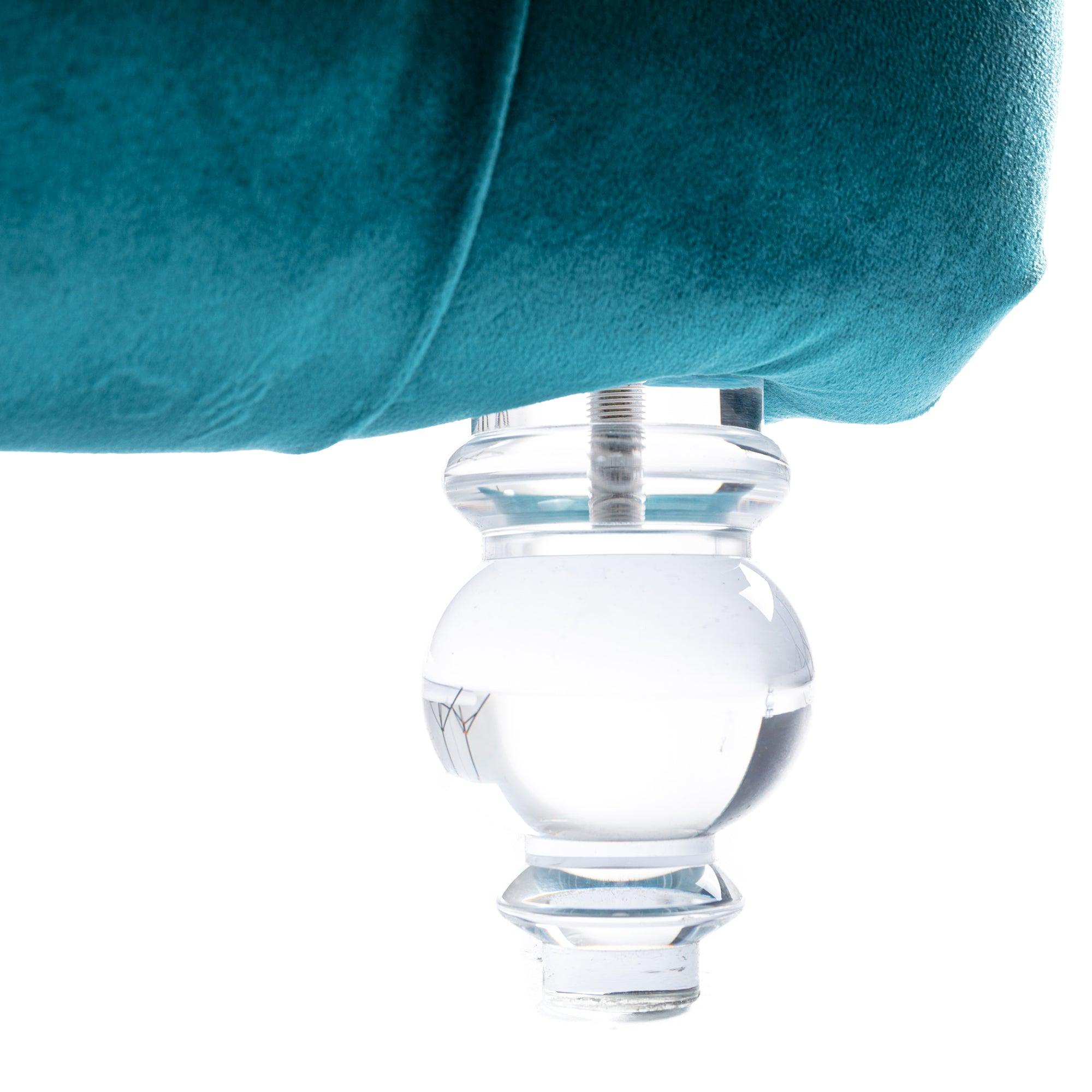 Luxury COOMORE Velvet Chaise Lounge Chair - Button Tufted Upholstered Sofa with Pillow for Bedroom, Living Room & Office - Teal Velvet - Perfect for Reading Nook, Lounge Area & Home Decor