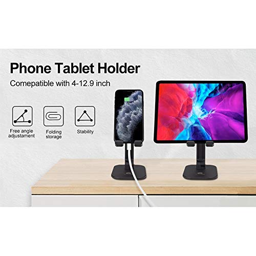 Foldable Desk Phone Stand - Adjustable Universal Mobile Phone Holder for iPhone, Samsung, Android - Black & White - Perfect for Office, Home, Video Calls & Hands-Free Viewing