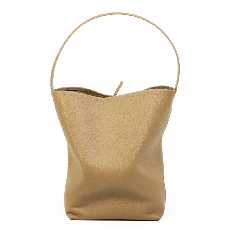 Genuine Leather Large Capacity One Shoulder Bucket Bag for Women - Stylish & Spacious Handbag for Work, Travel & Everyday Use