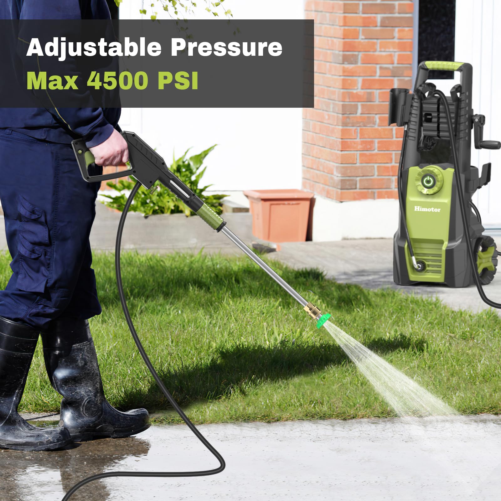 4500PSI Electric Pressure Washer with Adjustable PSI Switch - 3.0 GPM High Power Washer with 5 Nozzles & 500ml Foam Cannon - Portable Pressure Cleaner for Cars, Driveways, Fences, Patios - Perfect for Home, Garage and Outdoor Cleaning