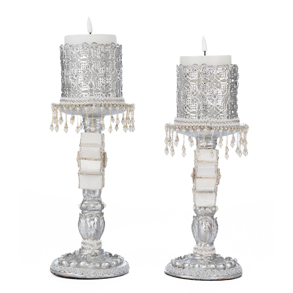 Elegant Silver Candle Holders Set of 2 - Premium Home Decor for Dining Table, Wedding Centerpieces & Romantic Ambiance | Katherine's Collection