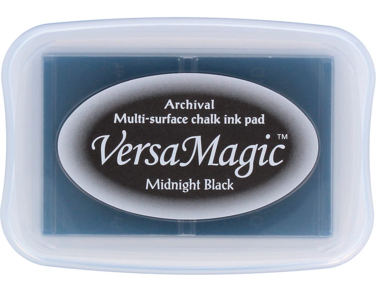 Tsukineko Full-Size VersaMagic Chalk-Finish Ink Pad - Midnight Black | Acid-Free, Quick-Drying Craft Ink for Scrapbooking, Card Making & DIY Projects