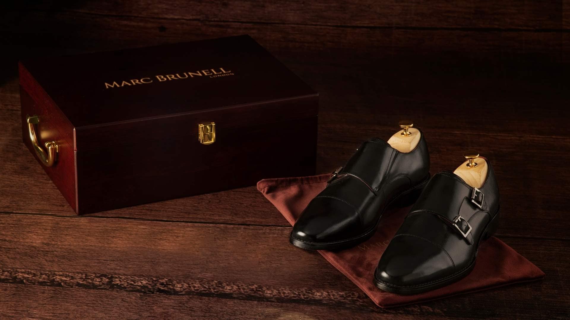 Marc Brunell Men's Genuine Leather Double Monk Strap Dress Shoes with Steel Buckle - Classic Formal Business Oxfords in Wooden Gift Box (Includes Extra Laces & Shoe Care Kit) - Perfect for Office, Weddings & Special Occasions